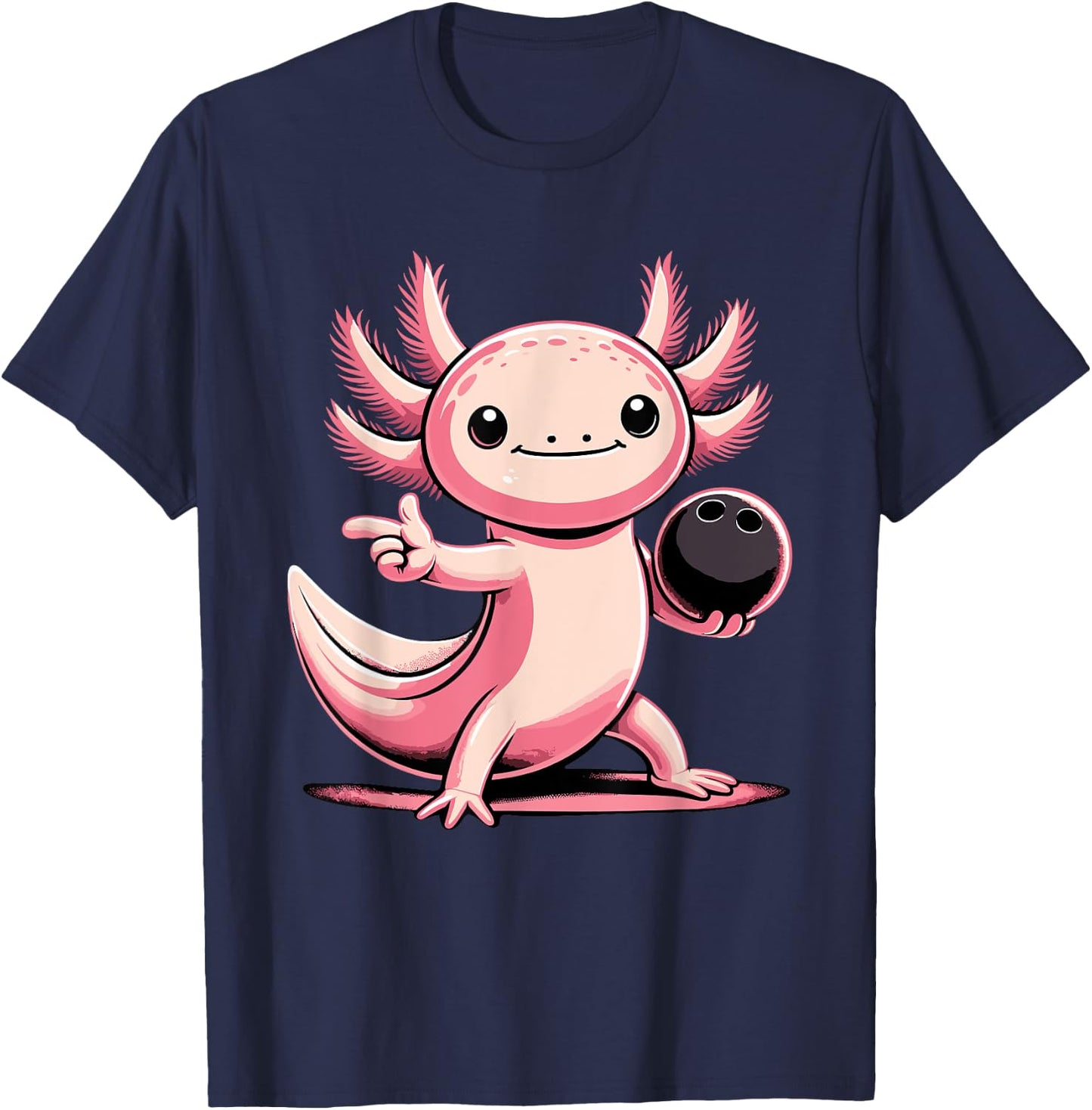 Funny Axolotl Bowling Player Bowler Bowl Sports T-Shirt - T-Shirt | Navy
