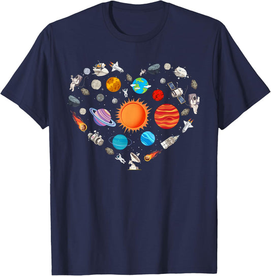 Best Planet Design Women Kids Outer Space Astronaut T-Shirt - T-Shirt | Navy