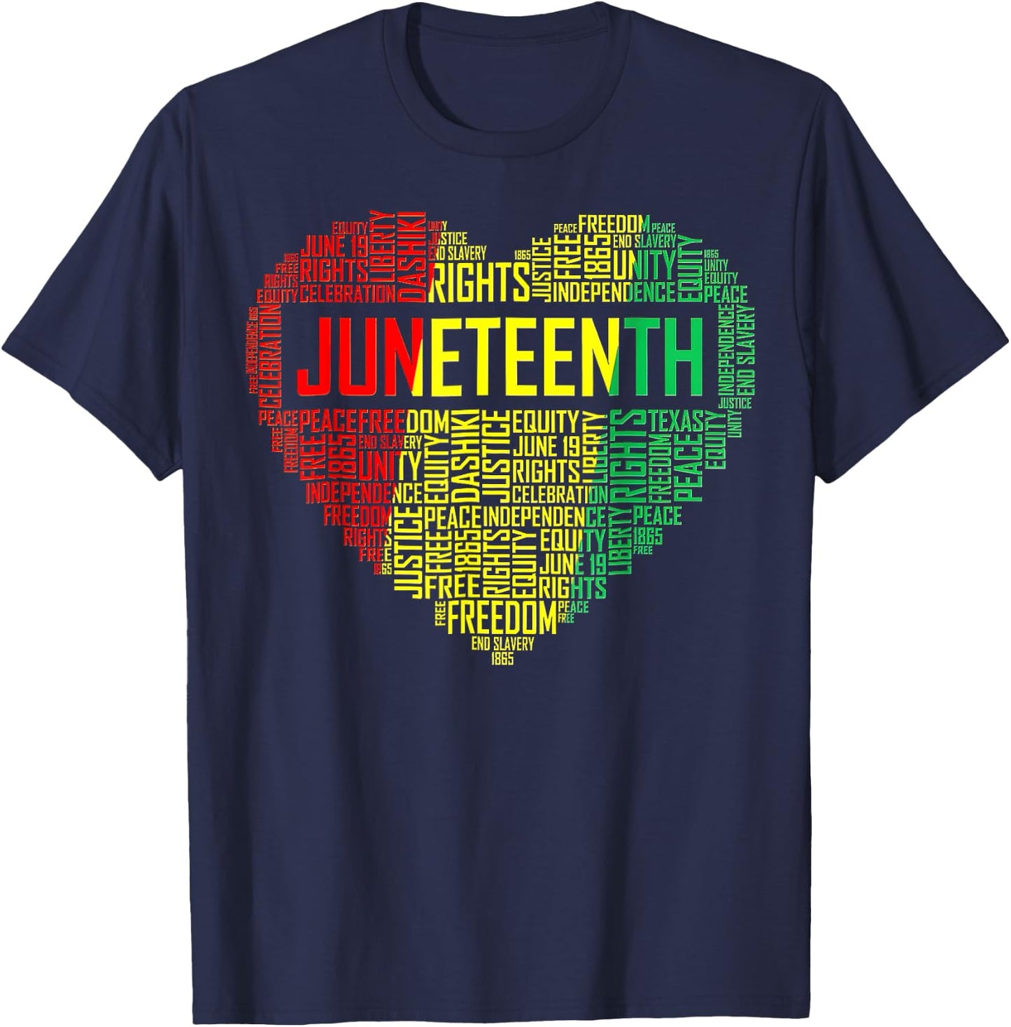 Juneteenth Heart Black Pride Freedom Day 1865 June 19th T-Shirt - T-Shirt | Navy