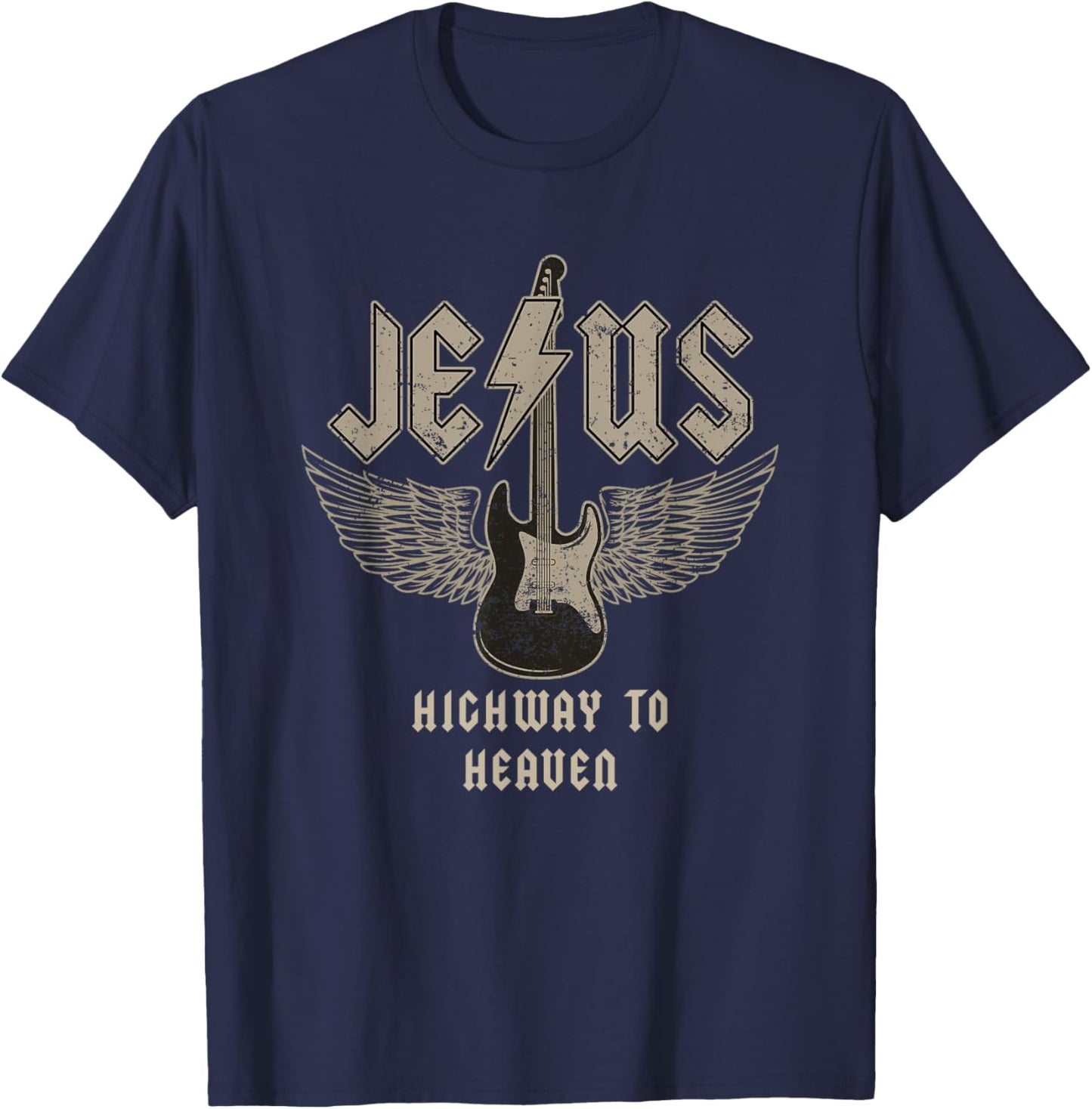 Jesus Rock and Roll Christian Music Worship Bible Verse T-Shirt - T-Shirt | Navy