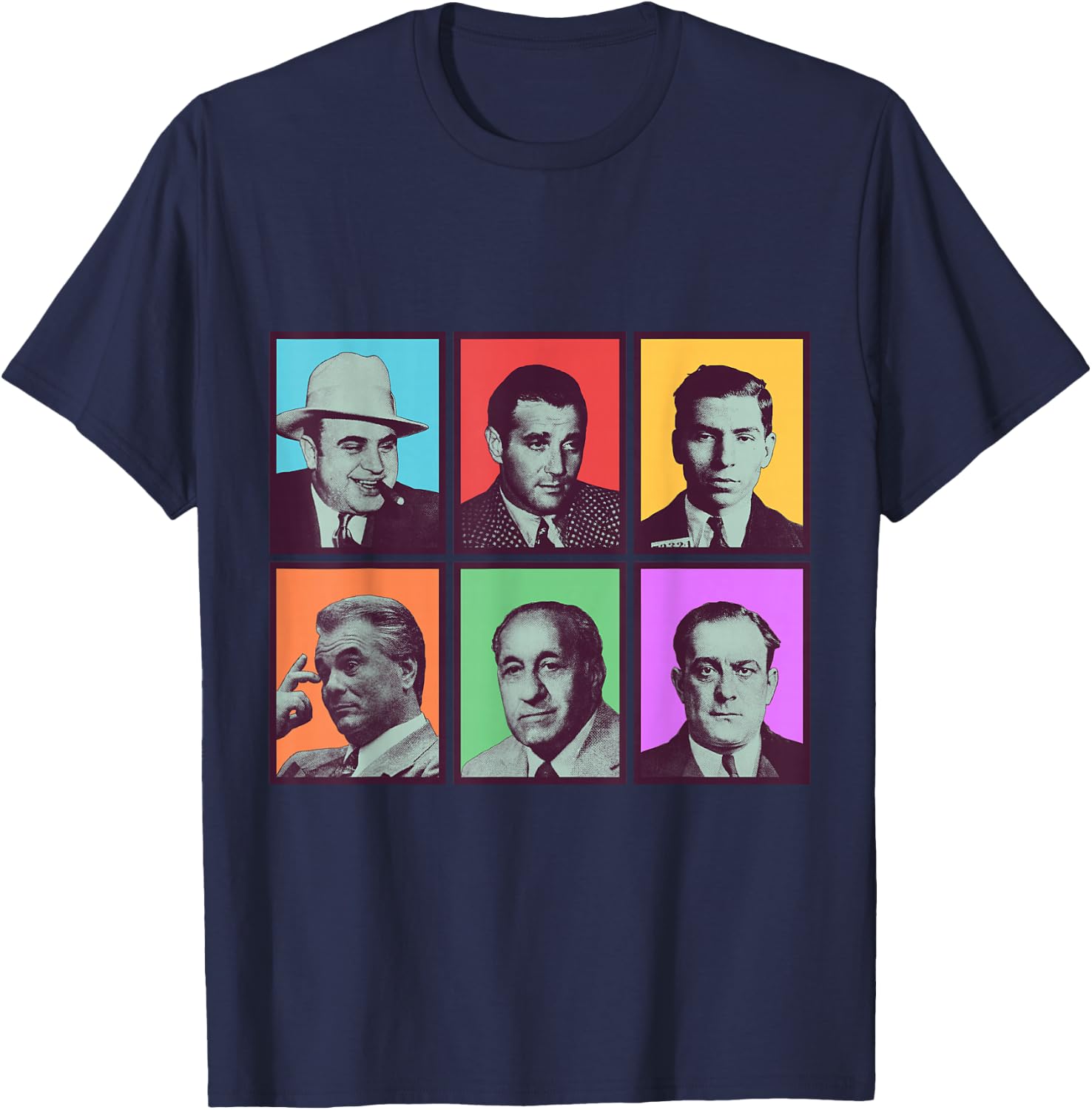 American Gangsters Mafia Bosses Small T-Shirt - T-Shirt | Navy