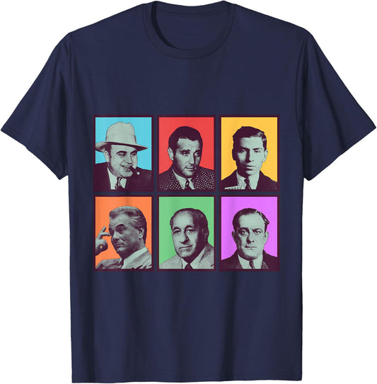 American Gangsters Mafia Bosses Small T-Shirt - T-Shirt | Navy