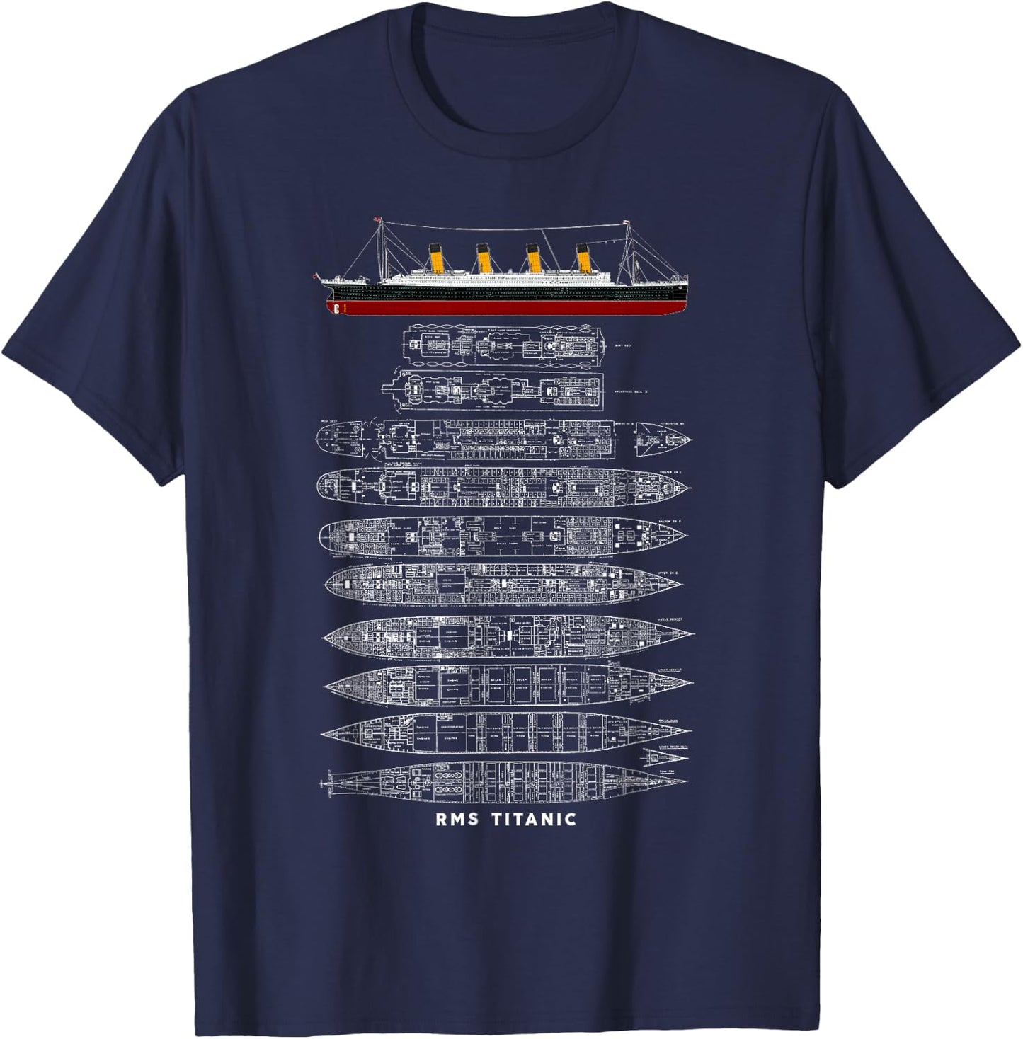 Titanic 1912 Sinking Ship Vintage Collection - Erwachsene , Schwarz, S, Kurzarm, Retro, Vintage, Collectible, Themed, 1912 T-Shirt - T-Shirt | Navy