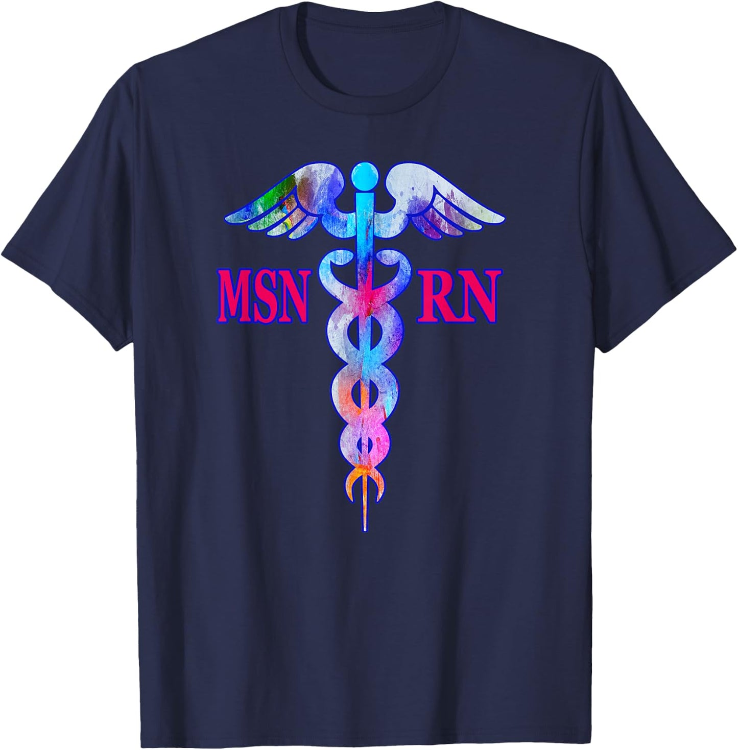 MSN Registered Nurse RN Caduceus Nursing Emblem Graphic Role T-Shirt - T-Shirt | Navy
