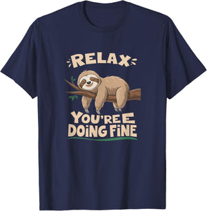 Funny Sloth Motivational Cute Lazy Positive Message Humor T-Shirt - T-Shirt | Navy