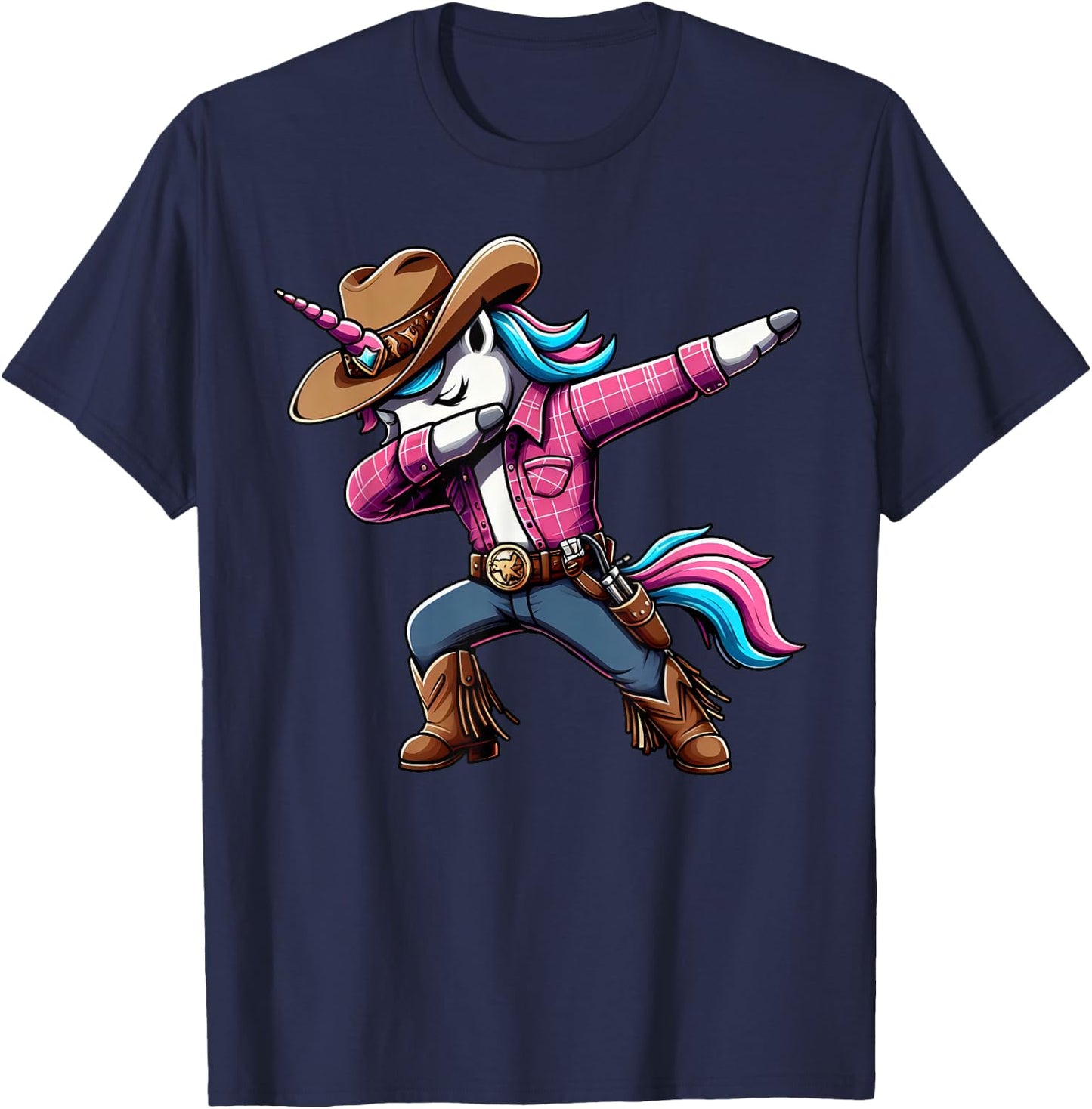 Halloween Dabbing Cute Cowboy Unicorn Apparel for Kids Boys T-Shirt - T-Shirt | Navy