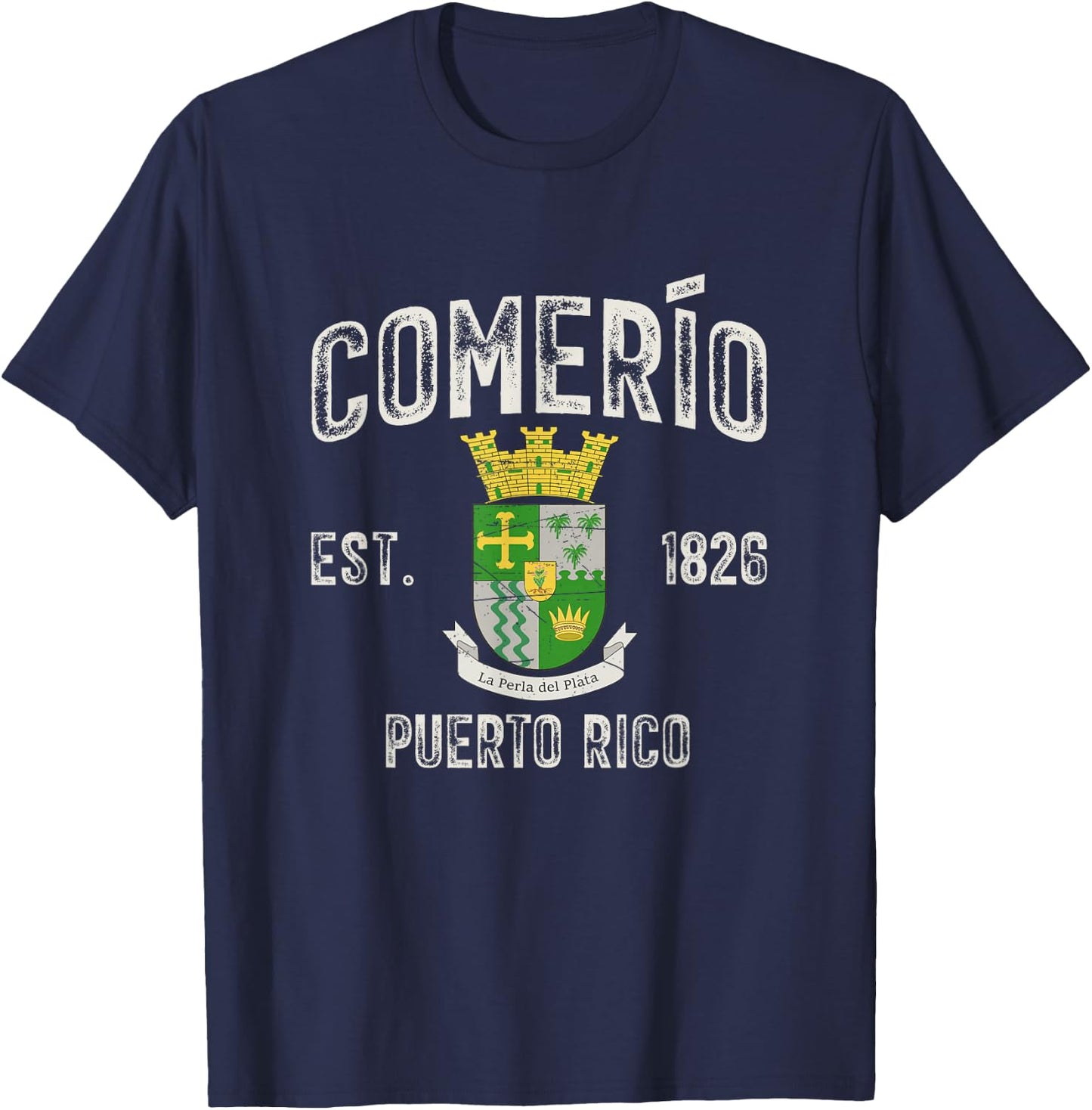Comerío City In Puerto Rico Est 1826, Comerío Armorial T-Shirt - T-Shirt | Navy
