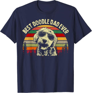 Best Doodle Dad Ever Funny Goldendoodle Dad Vintage Gifts T-Shirt - T-Shirt | Navy