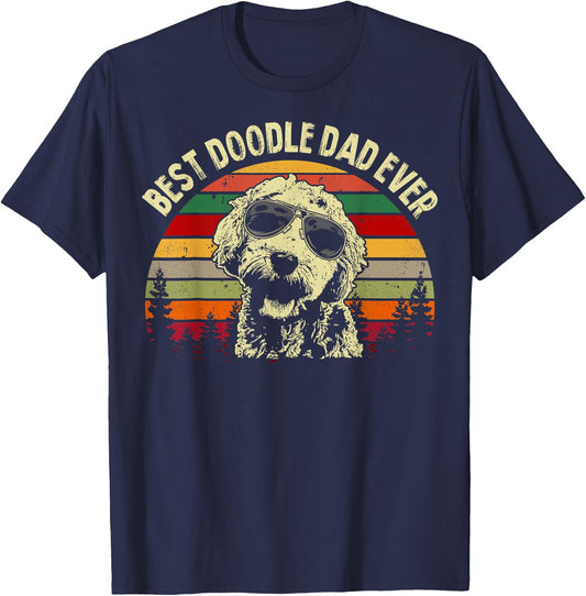 Best Doodle Dad Ever Funny Goldendoodle Dad Vintage Gifts T-Shirt - T-Shirt | Navy