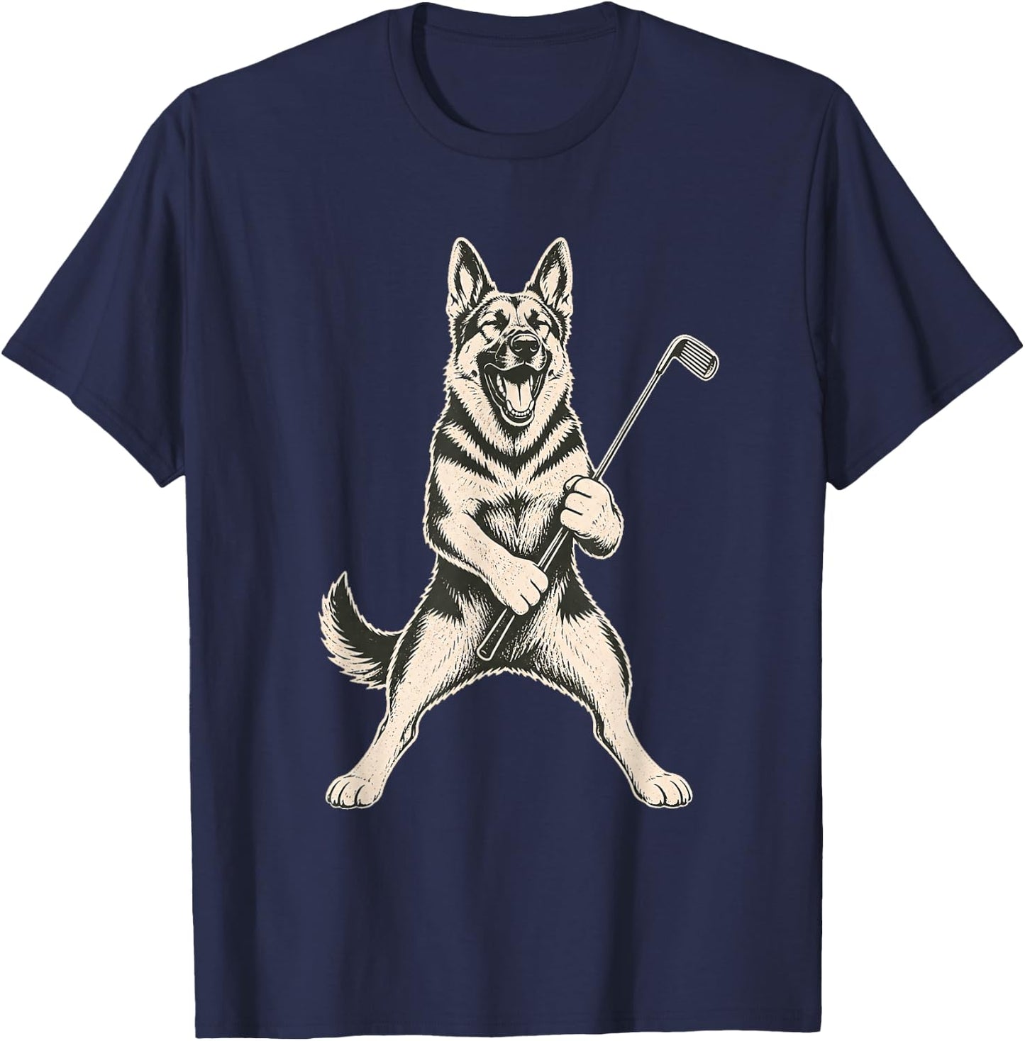 German Shepherd Golf Sports Vintage Dog Lover T-Shirt - T-Shirt | Navy