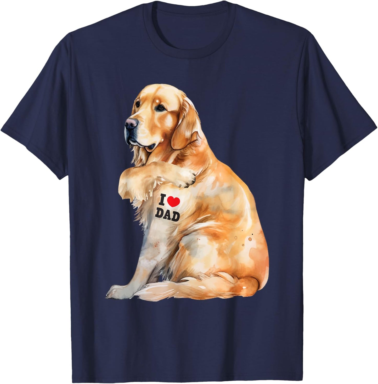 I Love Dad - Patriotic Golden Retriever Canine Dog Lover Kids Men T-Shirt - T-Shirt | Navy