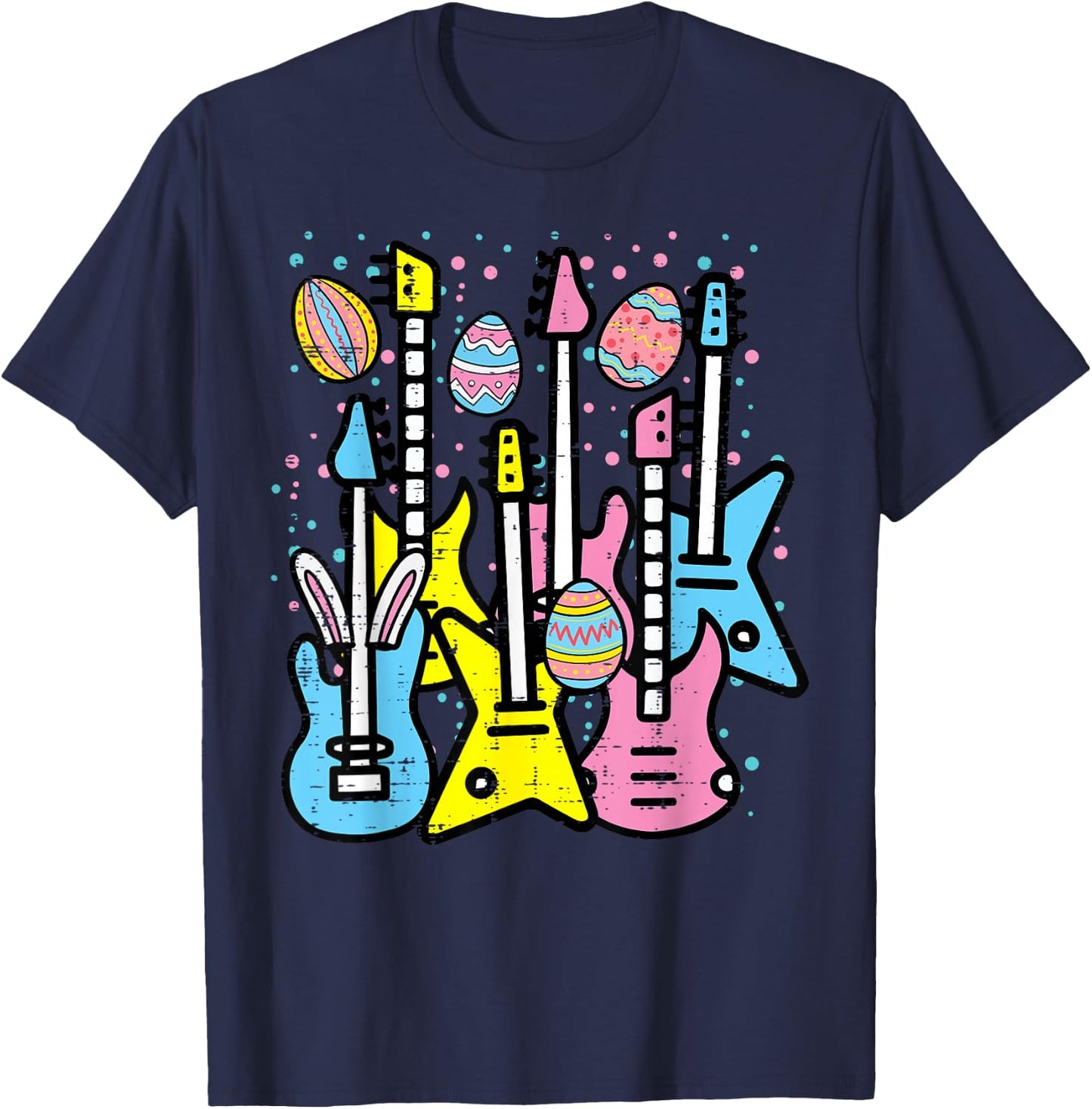 Easter Rocker Guitars Rock Music Men Boys Kids Teens Youth T-Shirt - T-Shirt | Navy