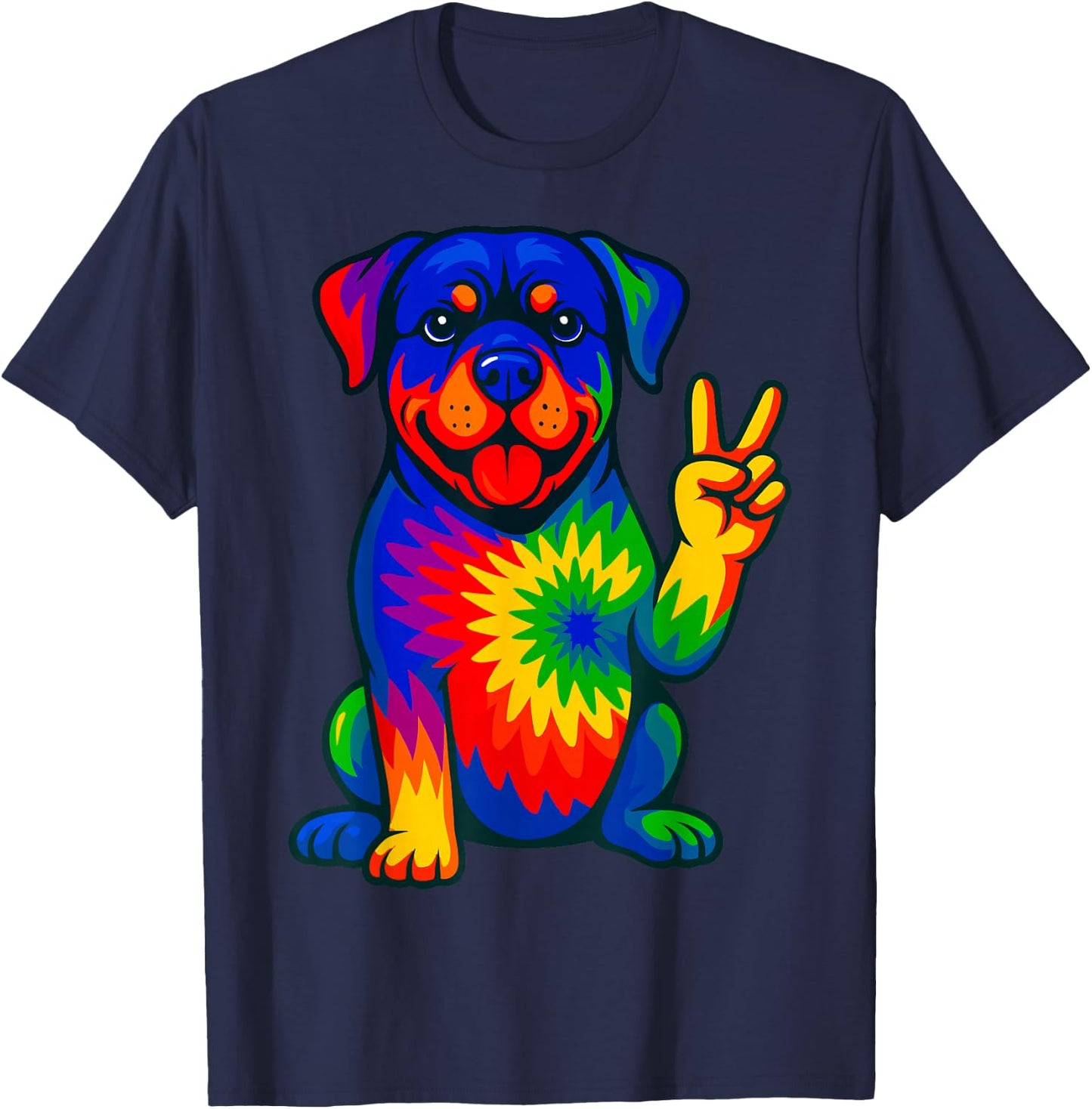Tie-Dye Rottweiler Hippie T-Shirt - T-Shirt | Navy