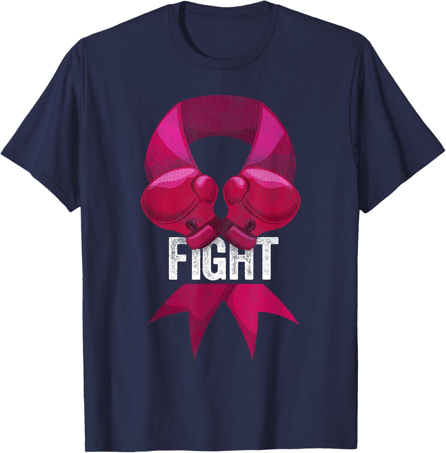 Pink Boxing Glove Fighter Awareness Breast Cancer Fight T-Shirt - T-Shirt | Navy