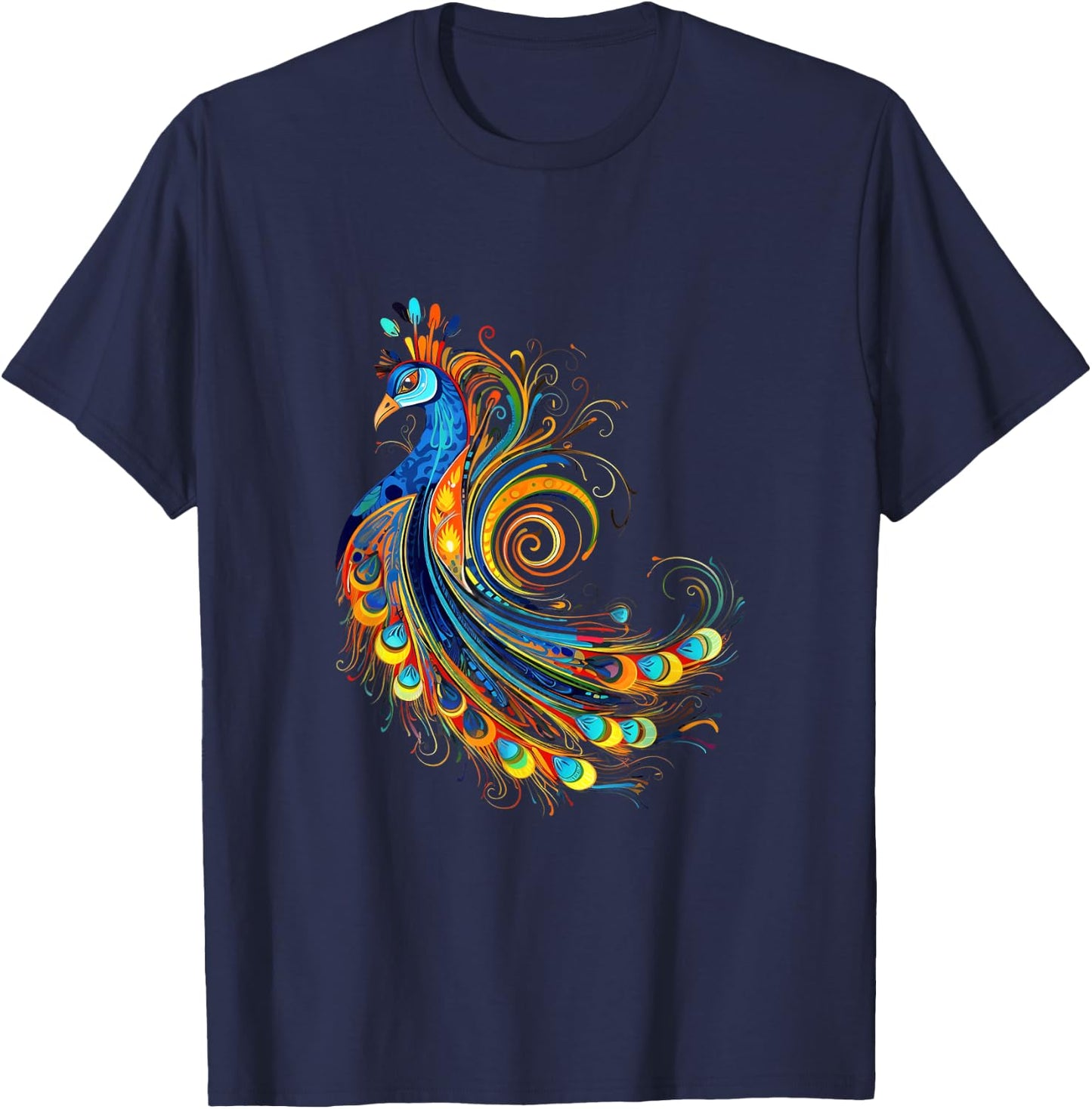 Peacock Indian Tribes Art Indigenous T-Shirt - T-Shirt | Navy