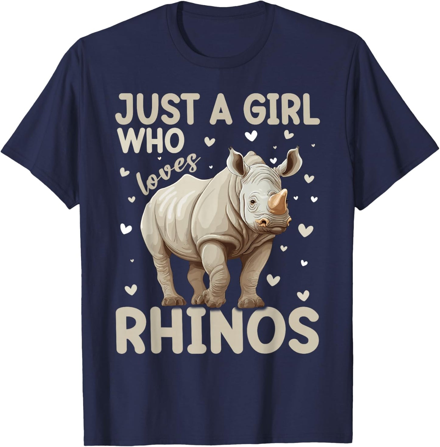 Just A Girl Who Loves Rhinos Women and Girls T-Shirt - T-Shirt | Navy