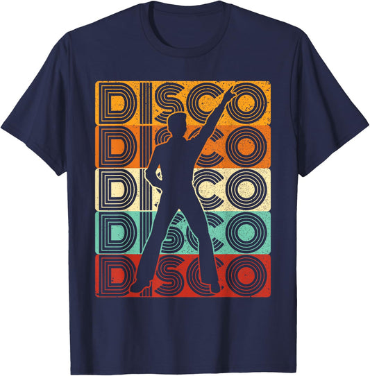 Disco Outfit Men's 70s Costume & 80s Dance Party Disco , black, s T-Shirt - T-Shirt | Navy