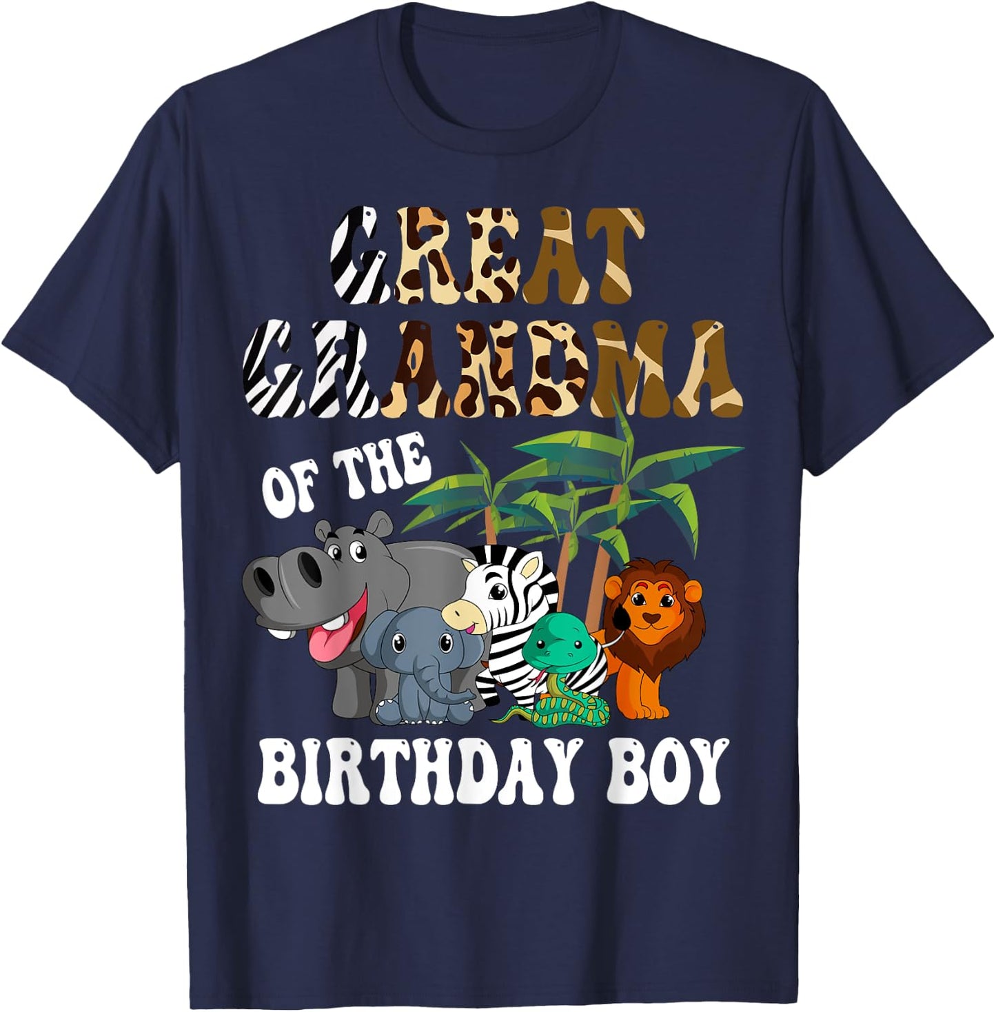 Great Grandma of the Birthday Boy Zoo Safari Celebration T-Shirt - T-Shirt | Navy