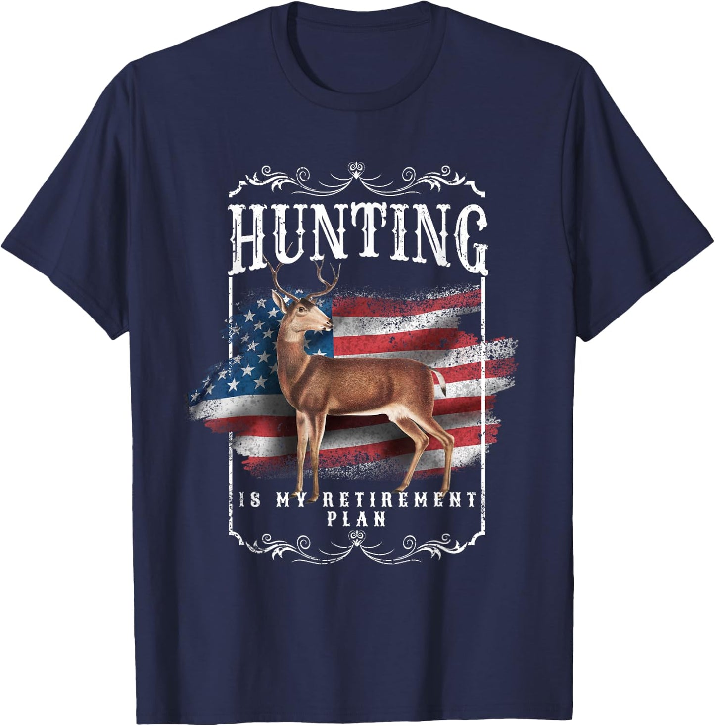 Funny Dad Retired Grandpa Hunting is My Retirement Plan T-Shirt - T-Shirt | Navy