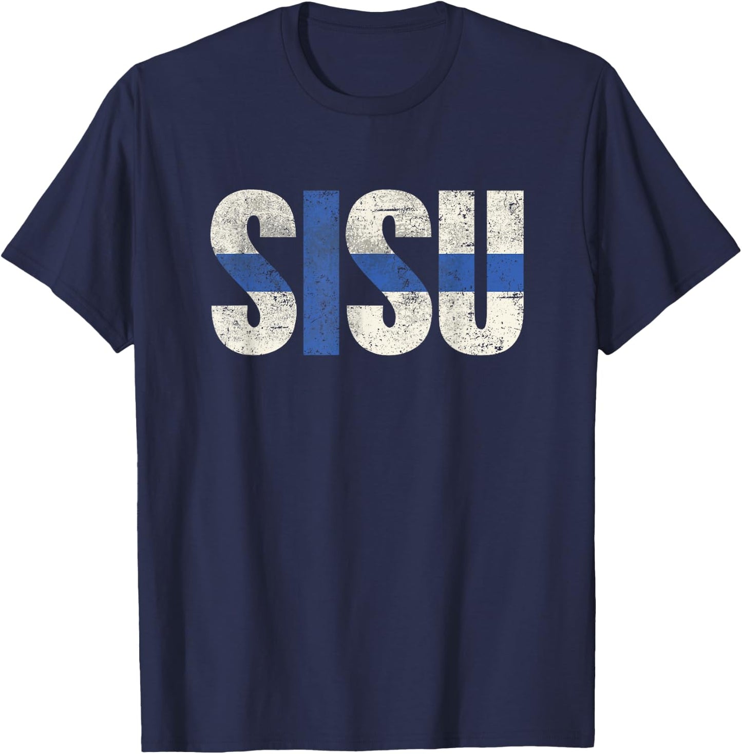 Sisu Finnish flag vintage distressed T Shirt Finland Suomi T-Shirt - T-Shirt | Navy