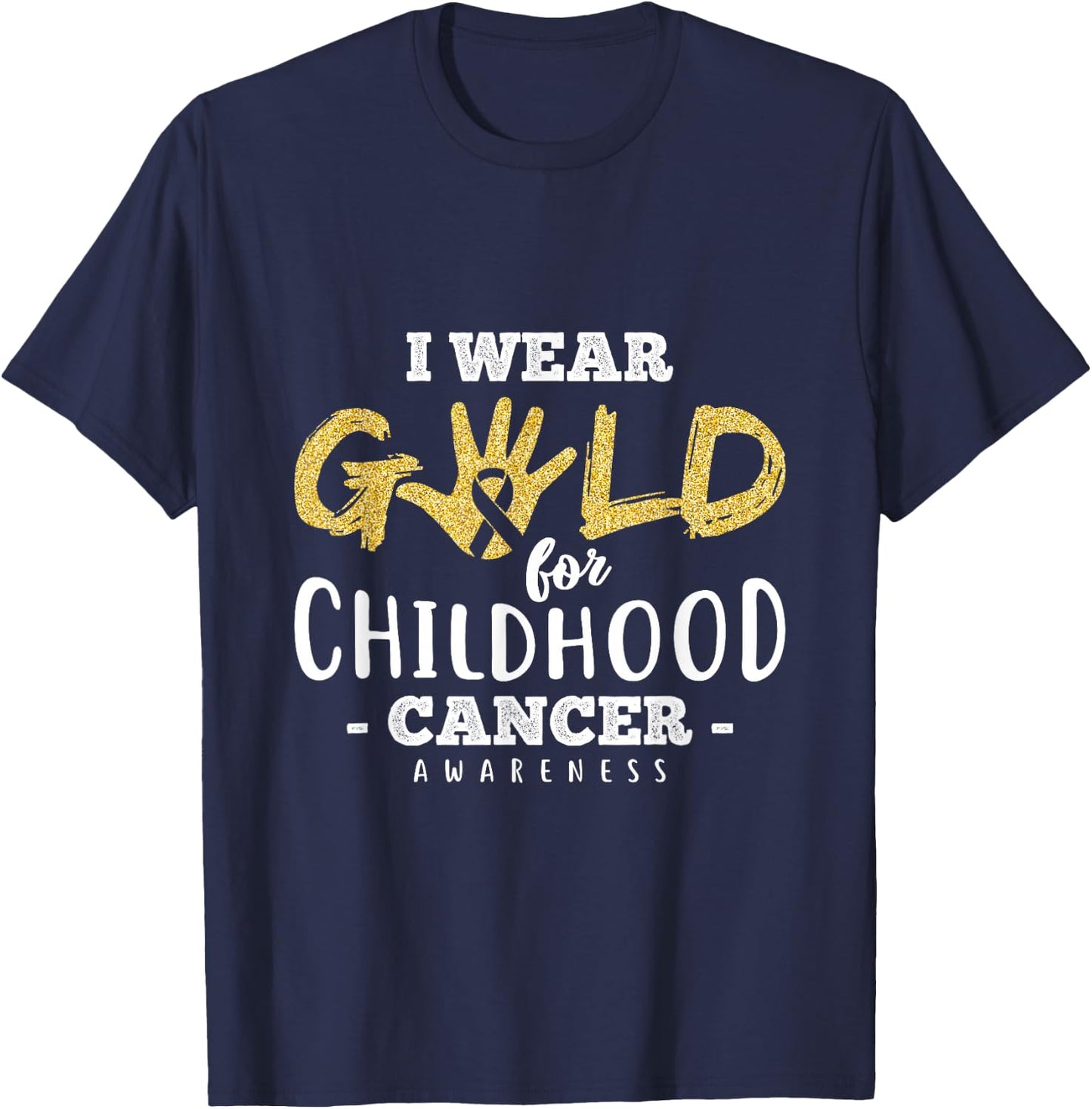 Childhood Cancer Survivor I Wear Gold Awareness Gift Ribbon T-Shirt - T-Shirt | Navy