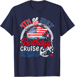 4th Of July Birthday Cruise Squad US Flag Patriotic Group T-Shirt - T-Shirt | Navy