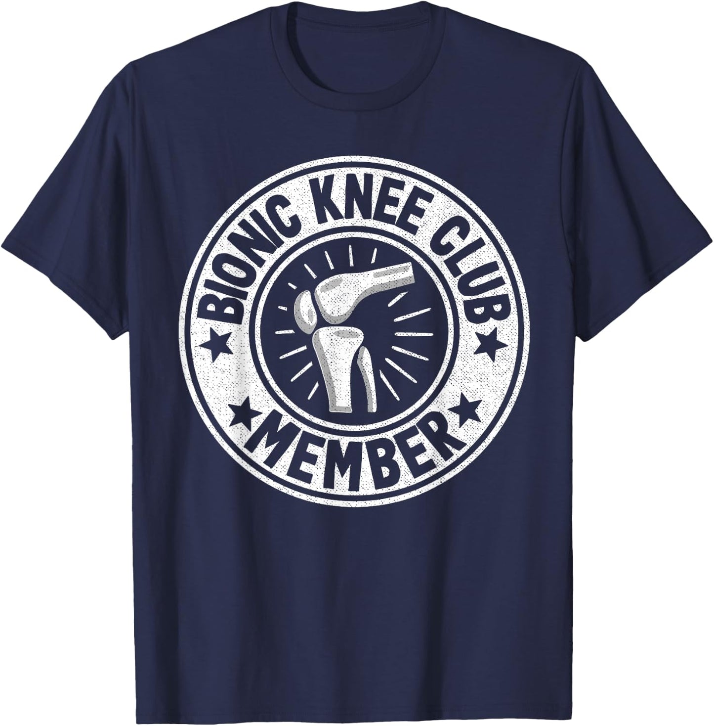 Bionic Knee Club Member Logo Surgery Funny Knee Replacement T-Shirt - T-Shirt | Navy