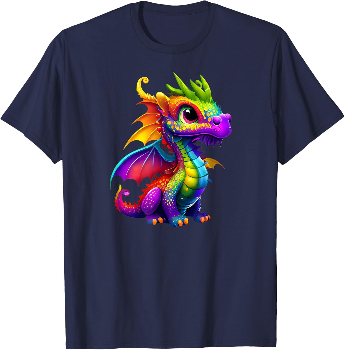 Cute Rainbow Dragon - Men, Women, Teens, & Kids T-Shirt - T-Shirt | Navy