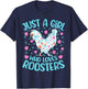 Just A Girl Who Loves Roosters Floral Women Girls Rooster T-Shirt - T-Shirt | Navy
