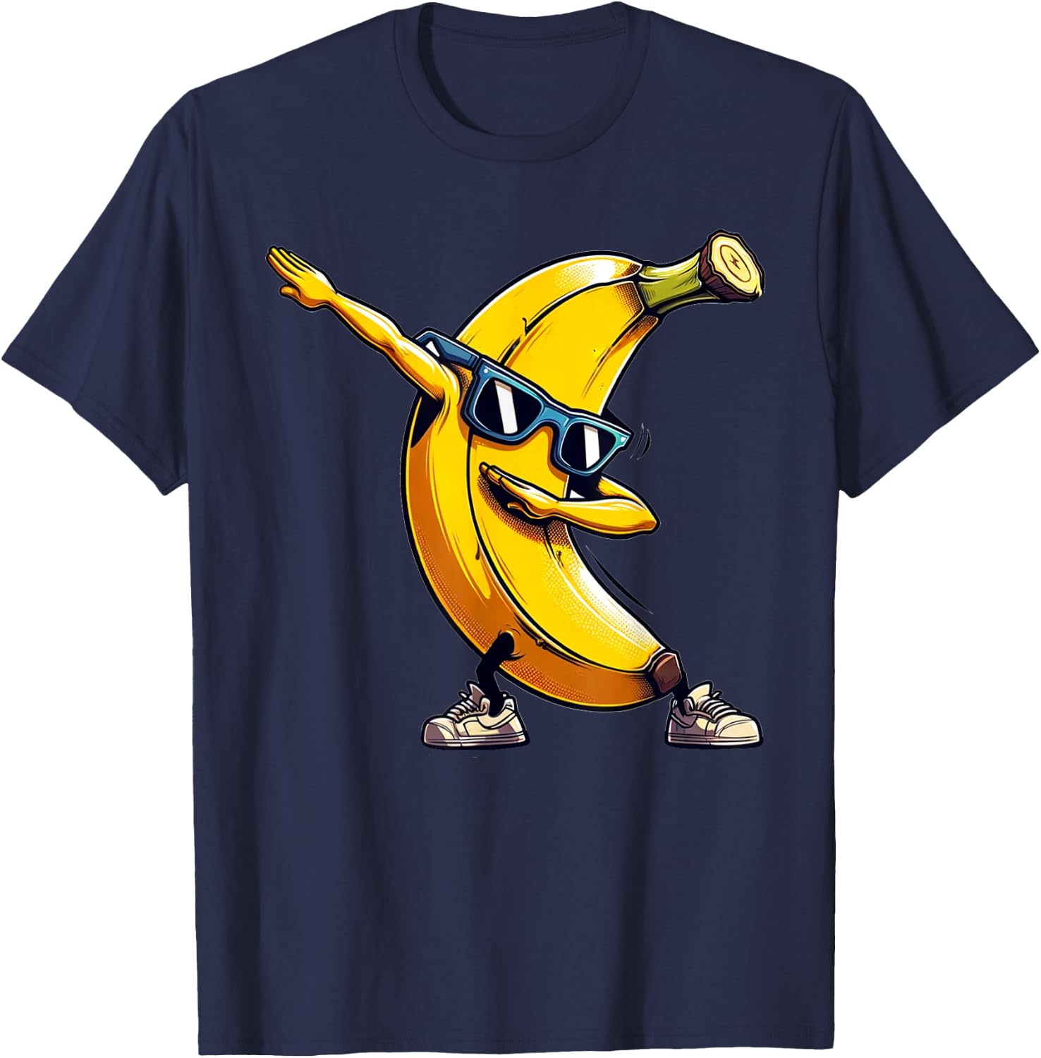Dabbing Yellow Banana Funny Yellow Banana with Banana Motif , black T-Shirt - T-Shirt | Navy