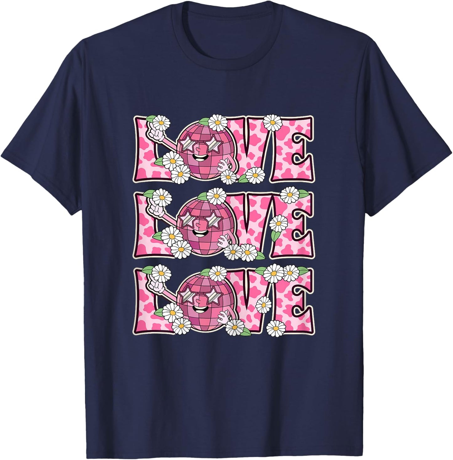 Love Disco Outfit Women Teen Girl 70s Costume Cute 70s Disco T-Shirt - T-Shirt | Navy