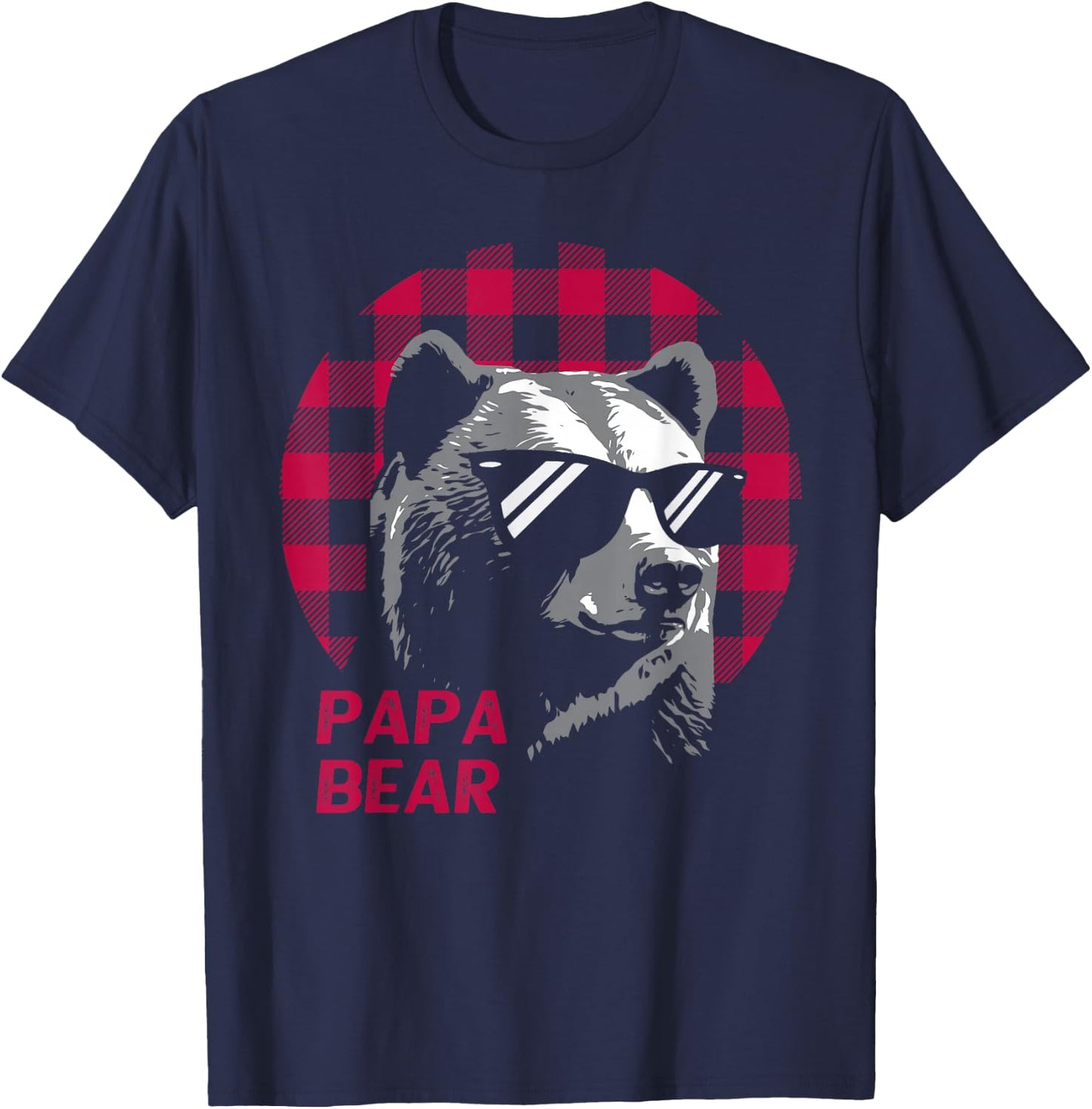 Papa Bear Pajama Red Buffalo Plaid T-Shirt - T-Shirt | Navy