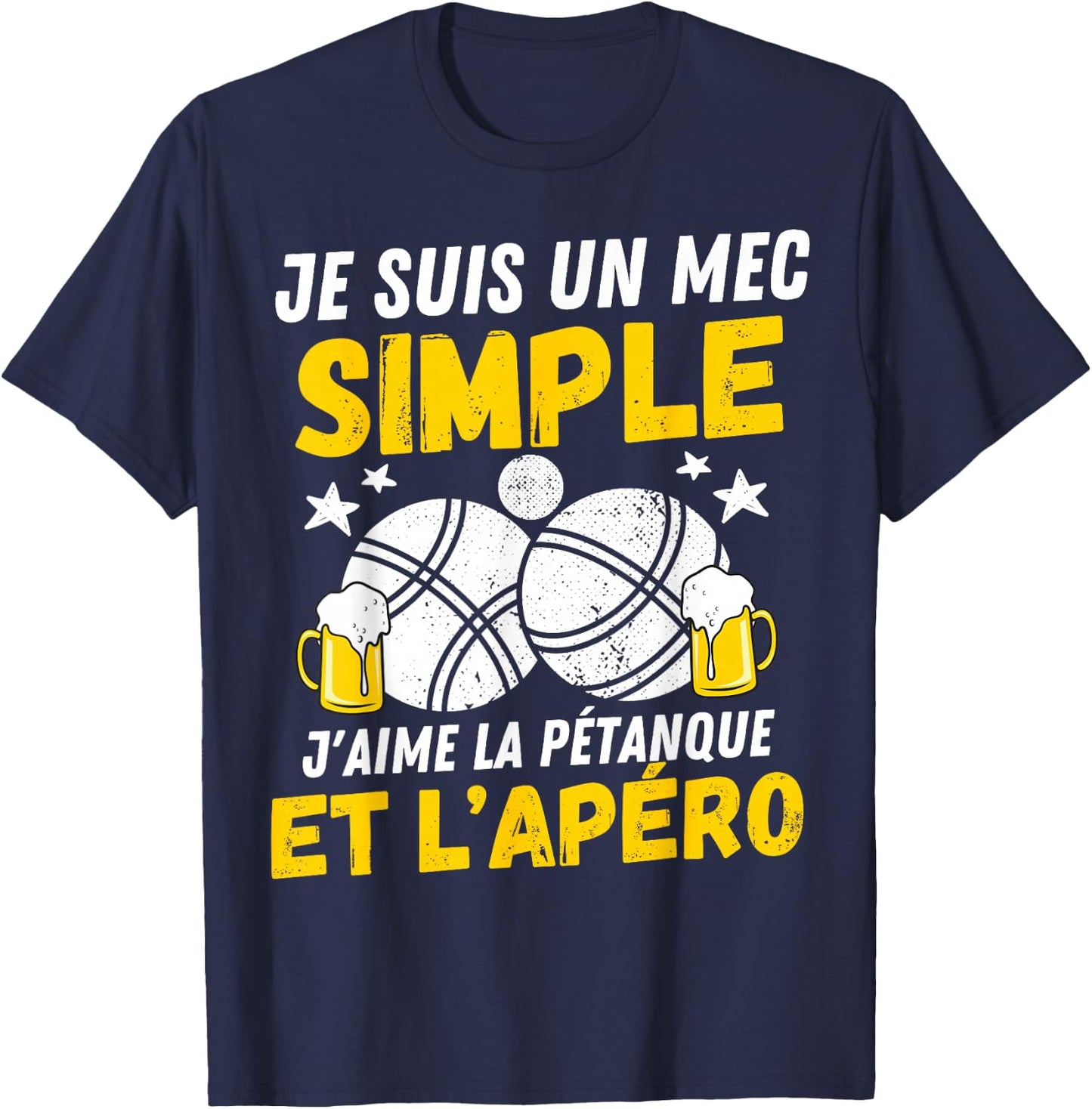 Guy simple aperitif pétanque funny boccia bouliste pétanque T-Shirt - T-Shirt | Navy