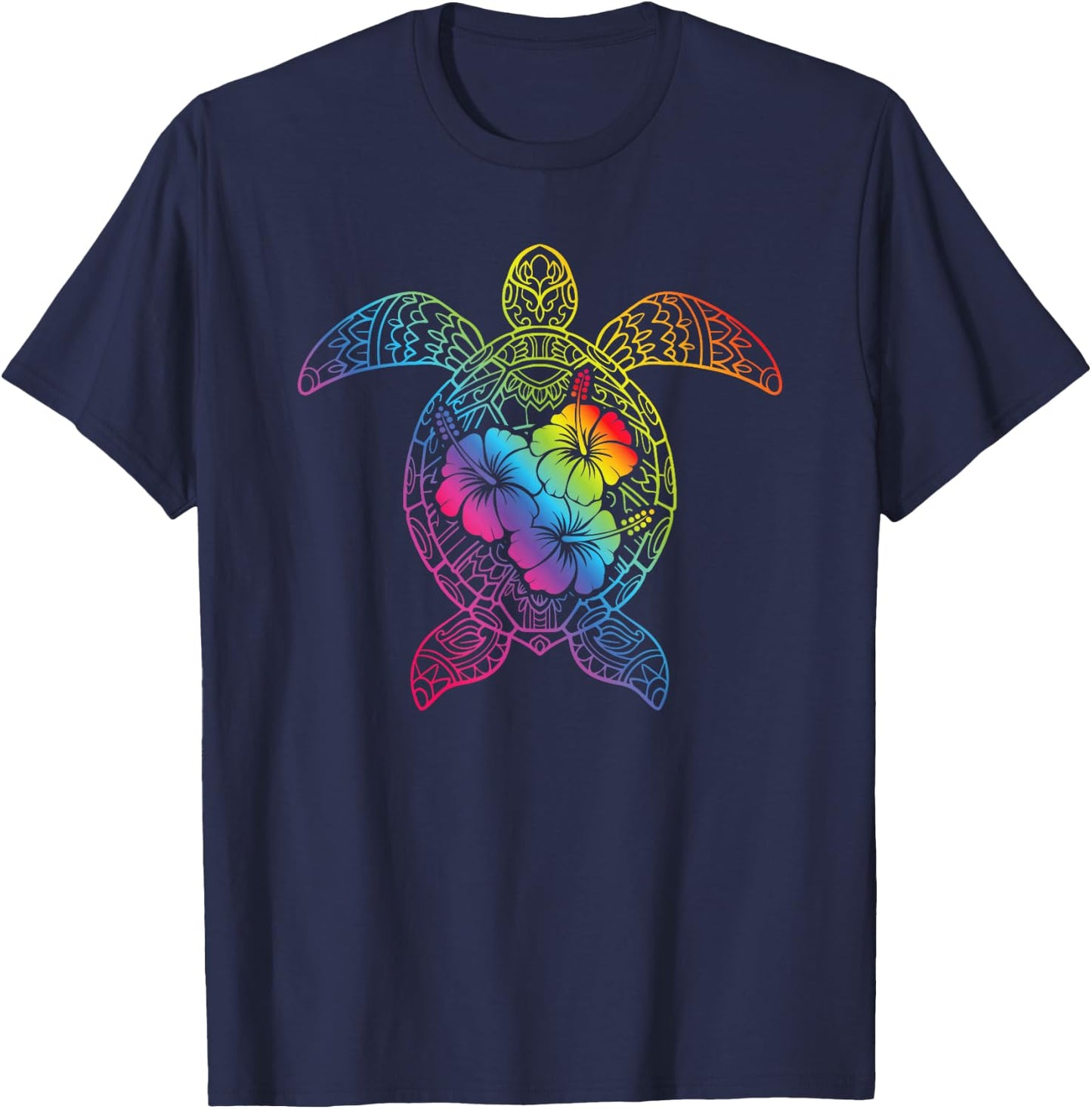 Meeresschildkröte Mandala Schildkröte Tropisches Hawaii T-Shirt - T-Shirt | Navy
