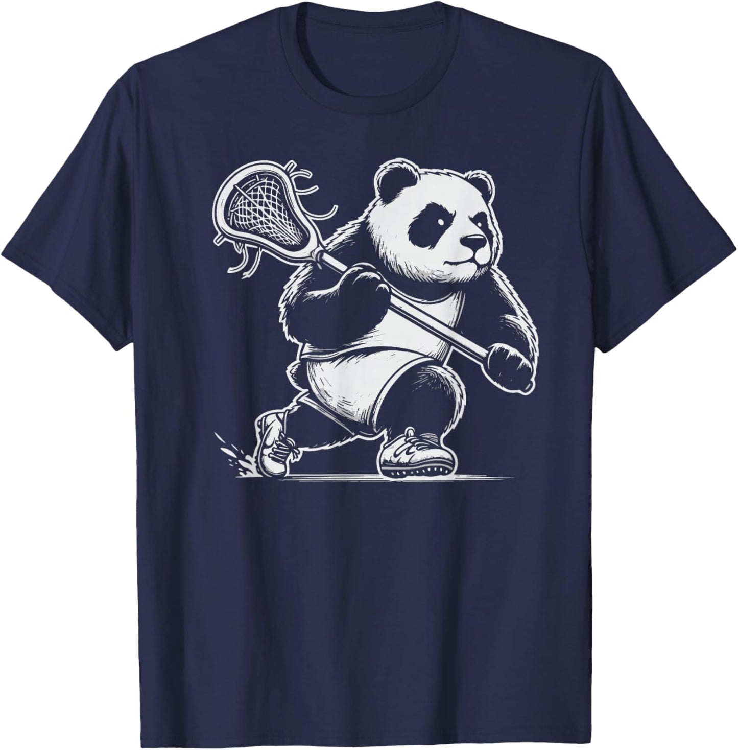 Awesome Panda Lacrosse Lax Dude T-Shirt - T-Shirt | Navy