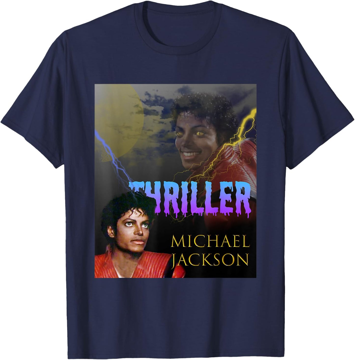 The King of POP MJ-067_Thriller , Erwachsene, Michael Jackson Fans, Pop Culture Enthusiasts, Various Ages, Schwarz, S T-Shirt - T-Shirt | Navy