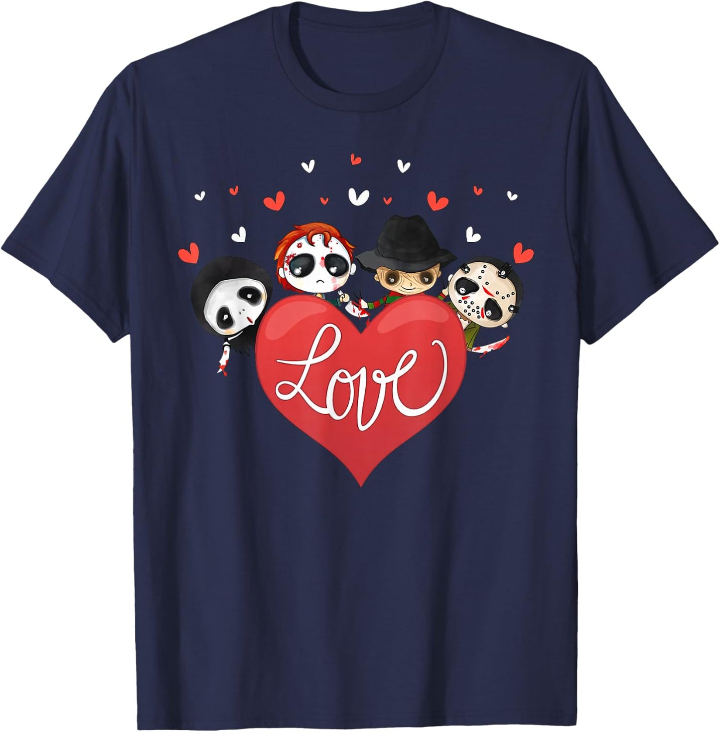 Love Candy Heart Cute Killer Horror Movie Anti Valentine Day T-Shirt - T-Shirt | Navy