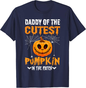 Daddy of The Cutest Pumpkin in The Patch Daddy Halloween T-Shirt - T-Shirt | Navy