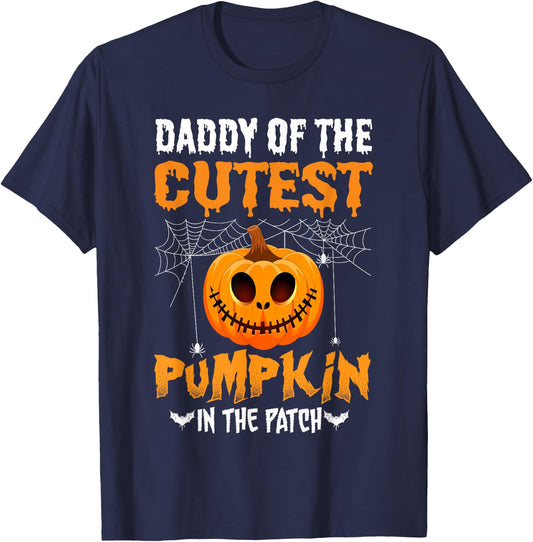 Daddy of The Cutest Pumpkin in The Patch Daddy Halloween T-Shirt - T-Shirt | Navy
