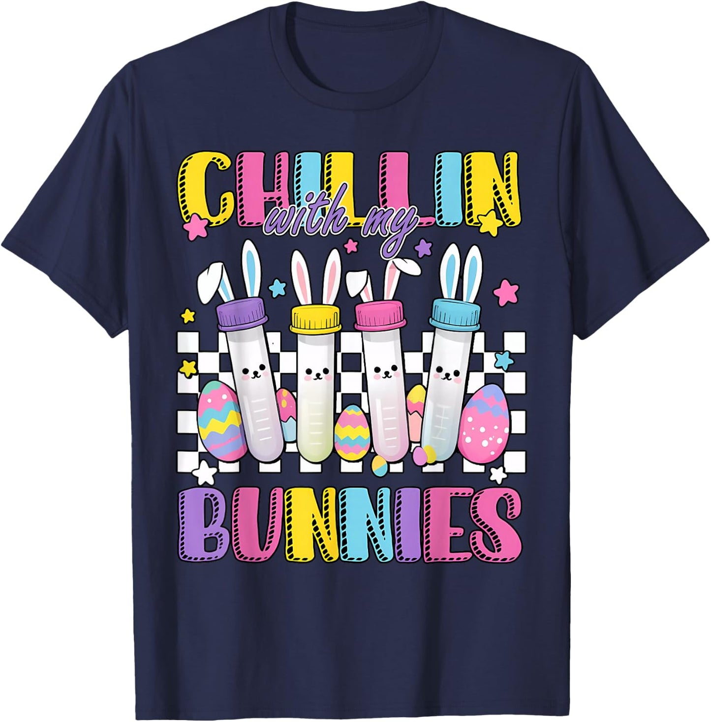 Chillin' With My Bunnies Nurse Blood Tube Phlebotomist Tech T-Shirt - T-Shirt | Navy