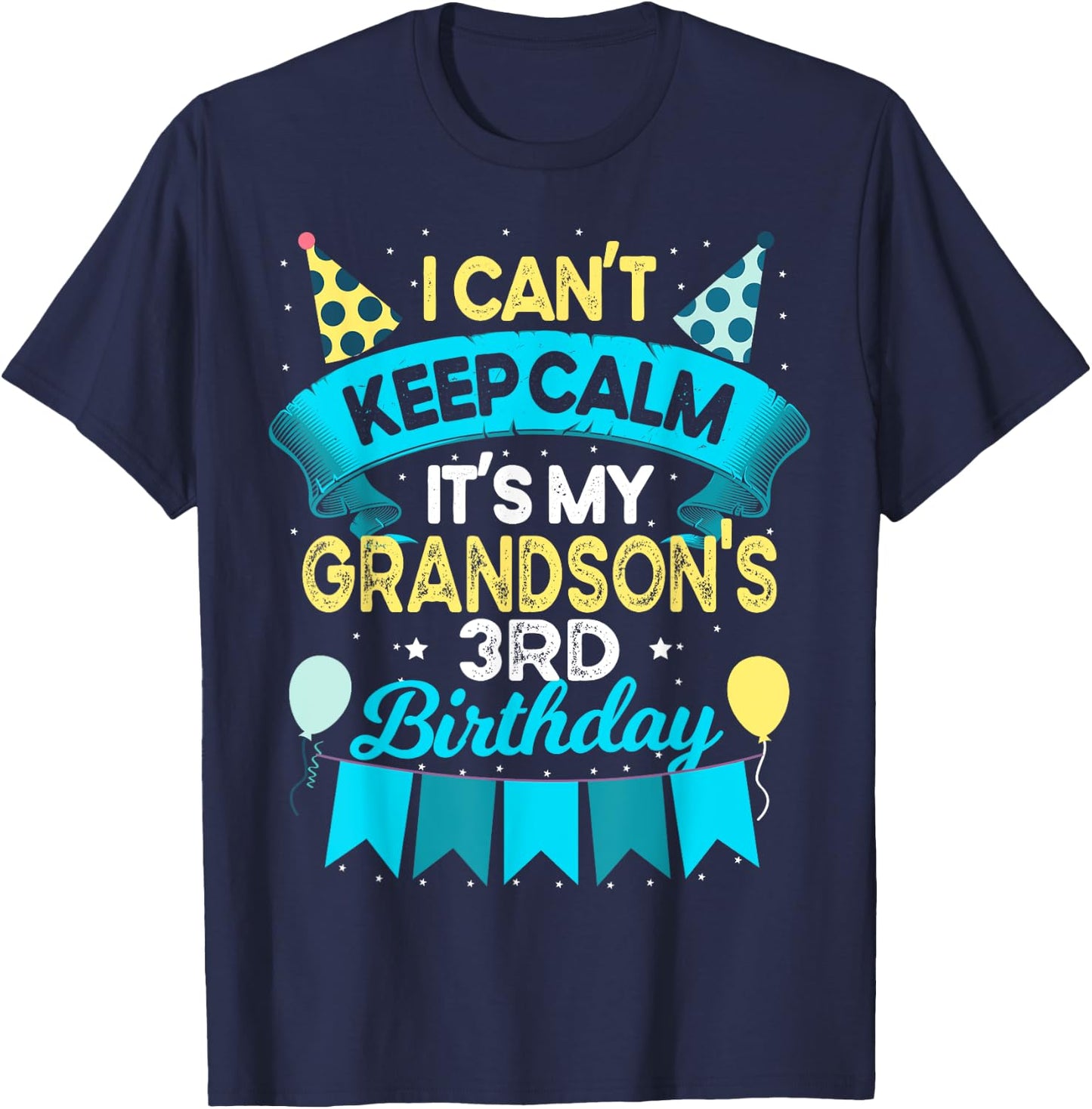 3 Years Old Grandson Gift It's My Grandson 3rd Birthday T-Shirt - T-Shirt | Navy