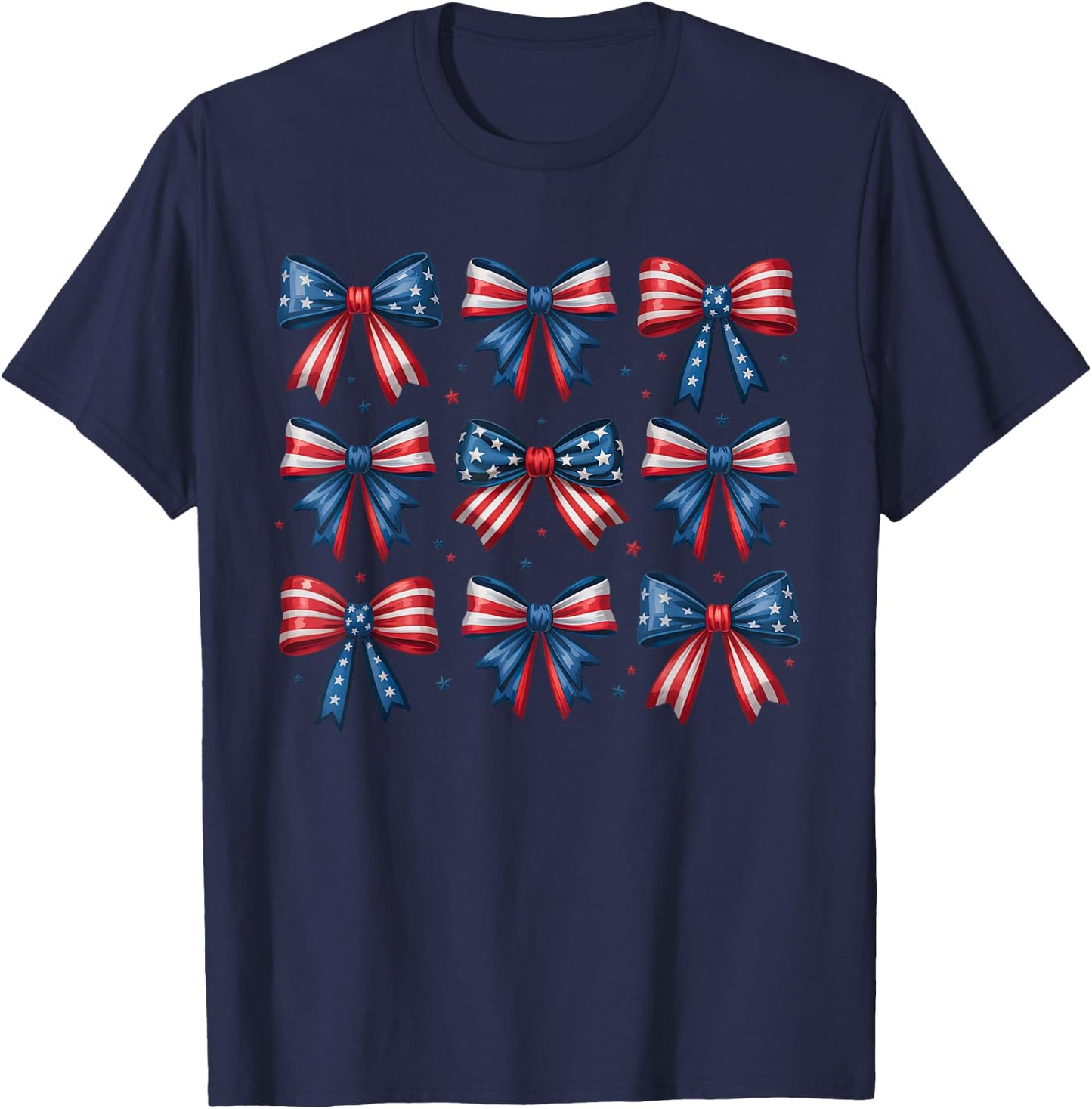 Patriotic Bow Coquette 4th Of July USA Red White And Blue T-Shirt - T-Shirt | Navy