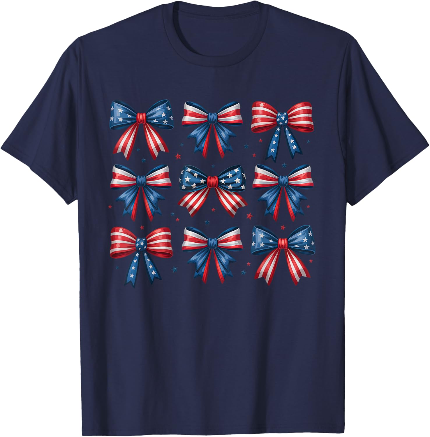 Patriotic Bow Coquette 4th Of July USA Red White And Blue T-Shirt - T-Shirt | Navy