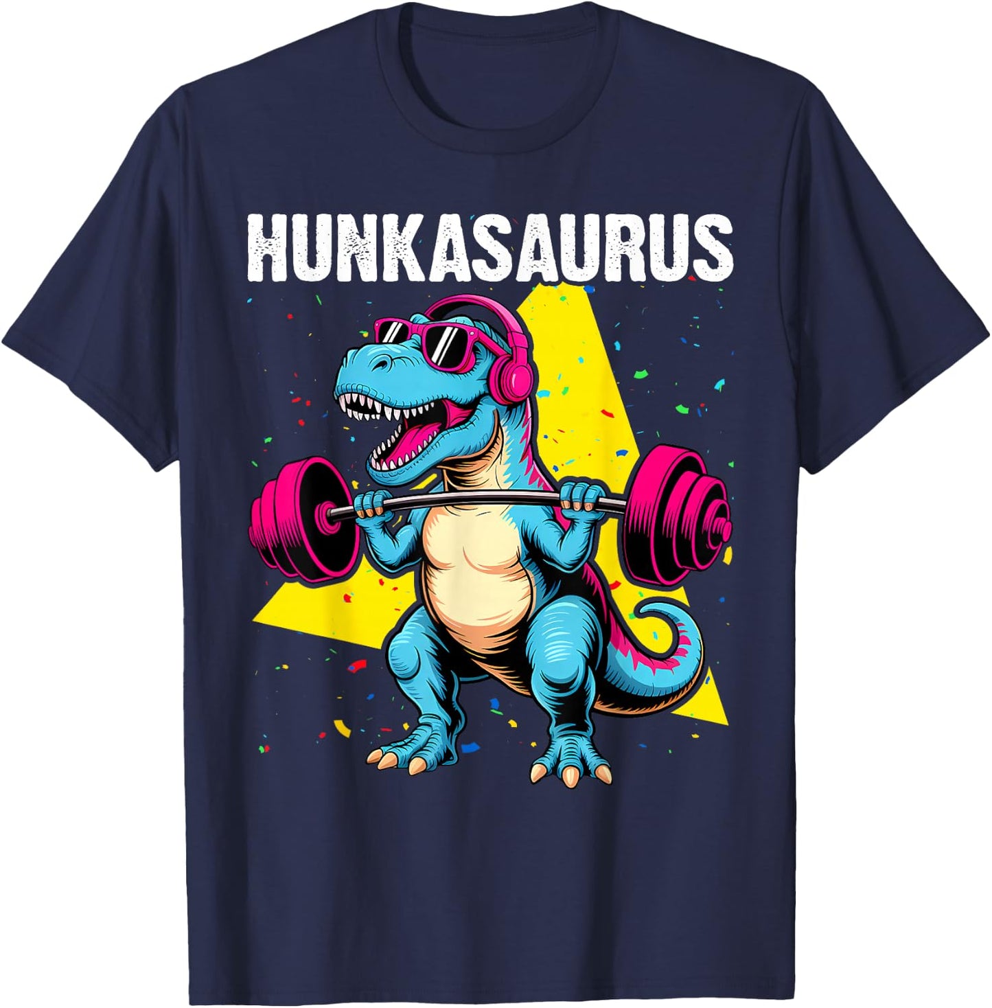 Hunkasaurus T rex Dinosaur Funny Gym & Workout T-Shirt - T-Shirt | Navy