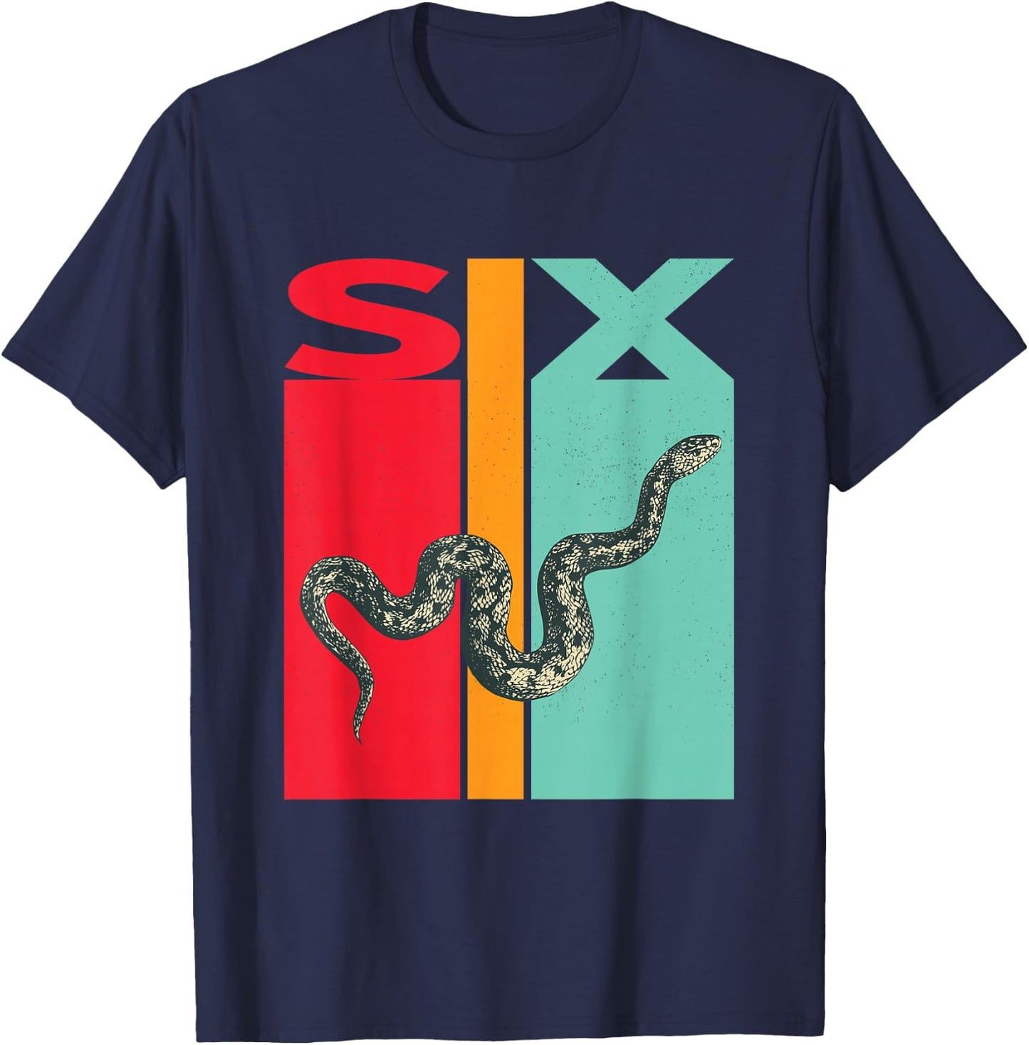 6th Birthday Vintage Snake Pet Reptile 6 Years Old T-Shirt - T-Shirt | Navy