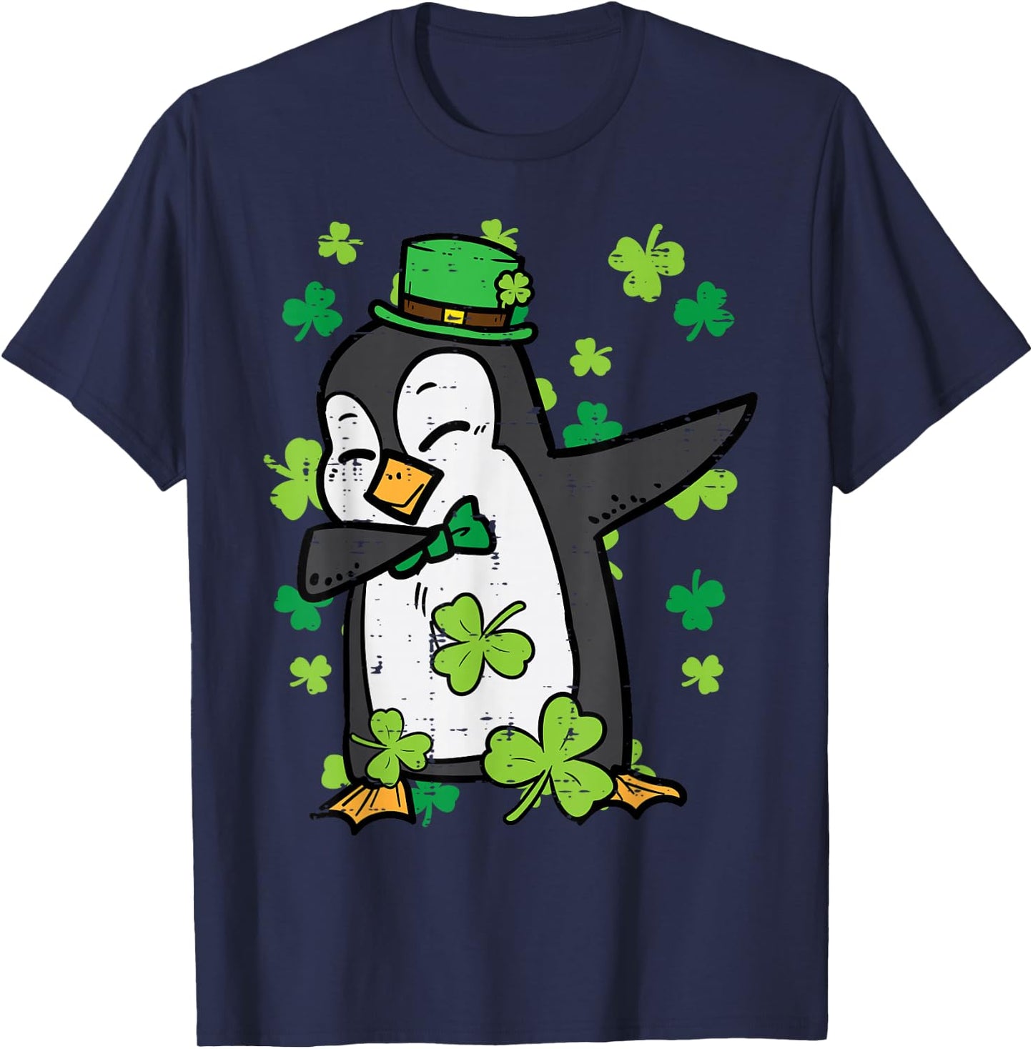 St Patricks Day Penguin Dab Saint Paddys Boys Girls Kids T-Shirt - T-Shirt | Navy