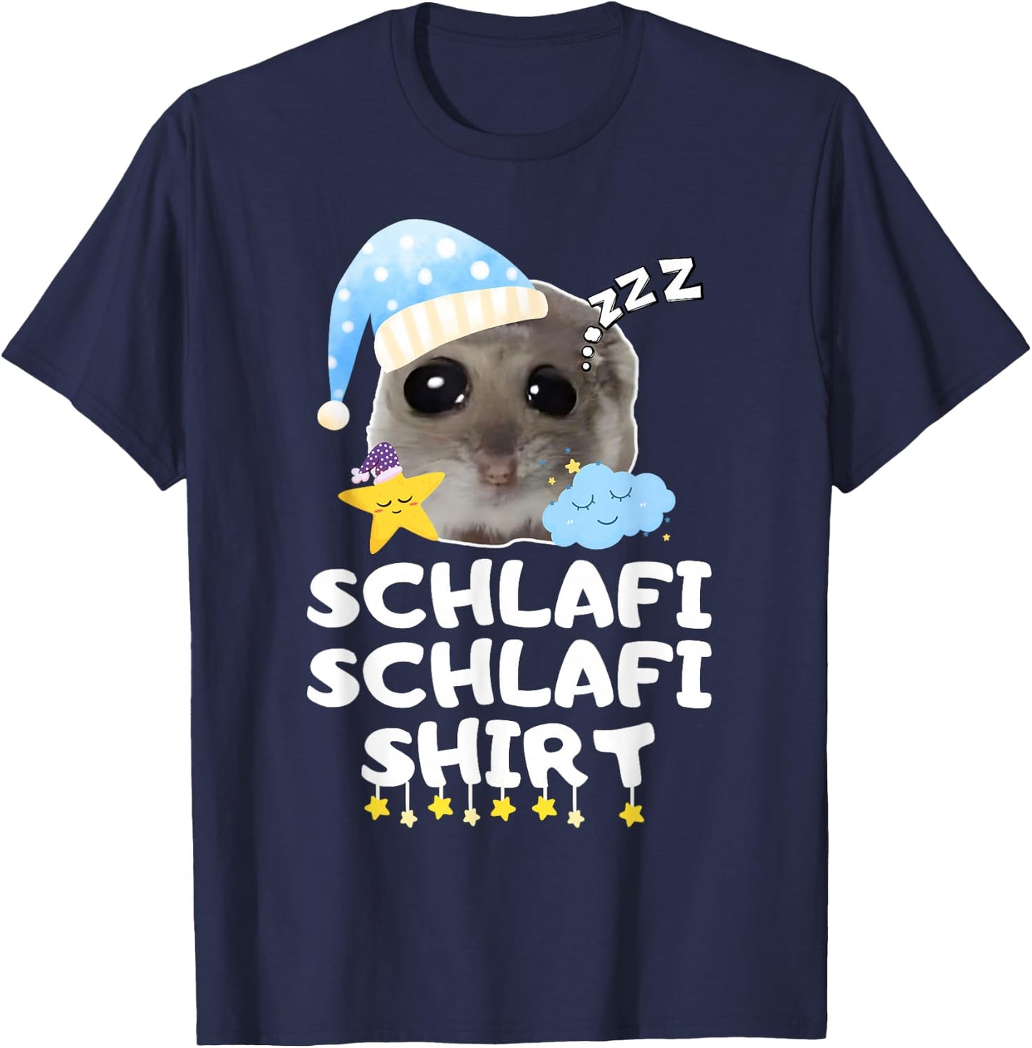 Schlafi Schlafi Funny Sad Hamster Cute Hamstie T-Shirt - T-Shirt | Navy