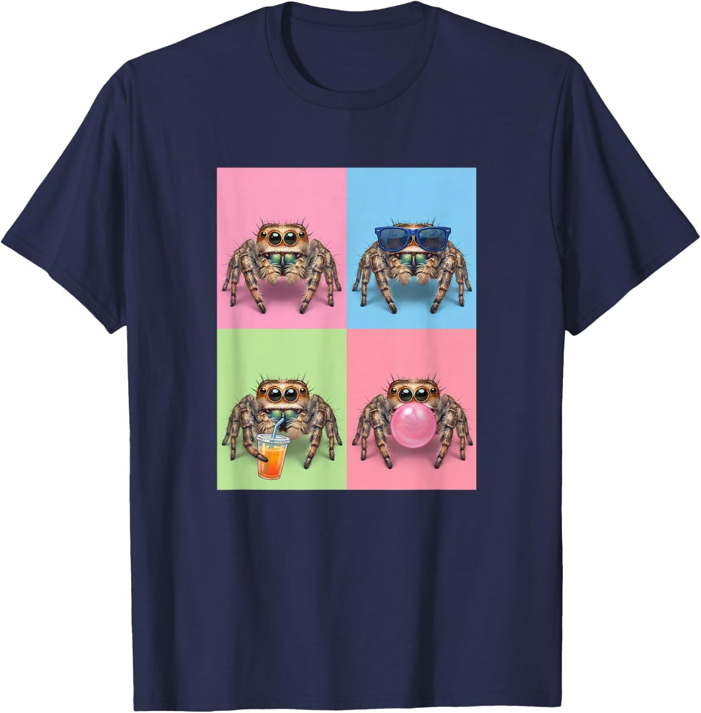 Jumping Spiders Funny Jumping Spider T-Shirt - T-Shirt | Navy