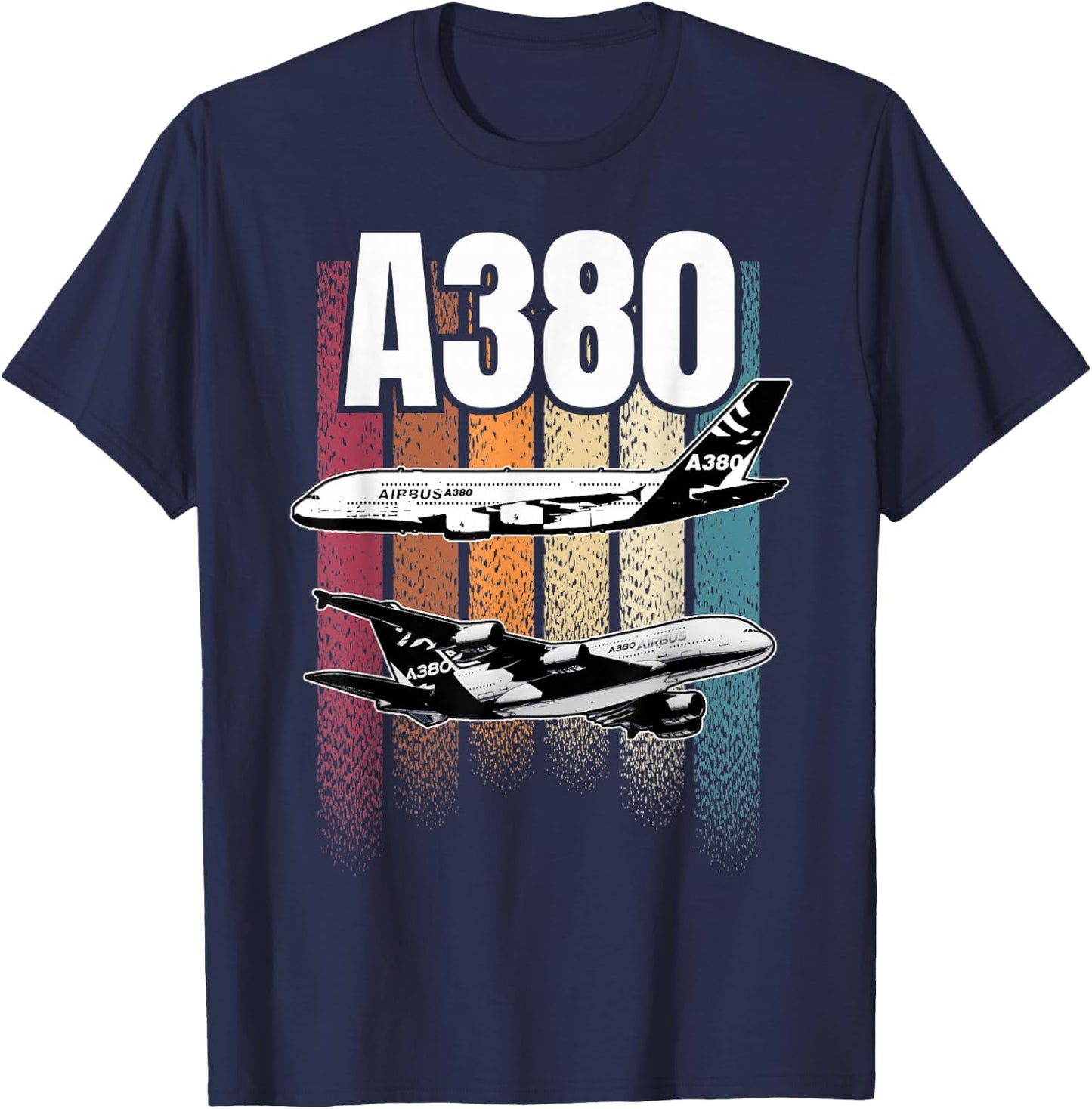 Passenger Plane A380 , black T-Shirt - T-Shirt | Navy