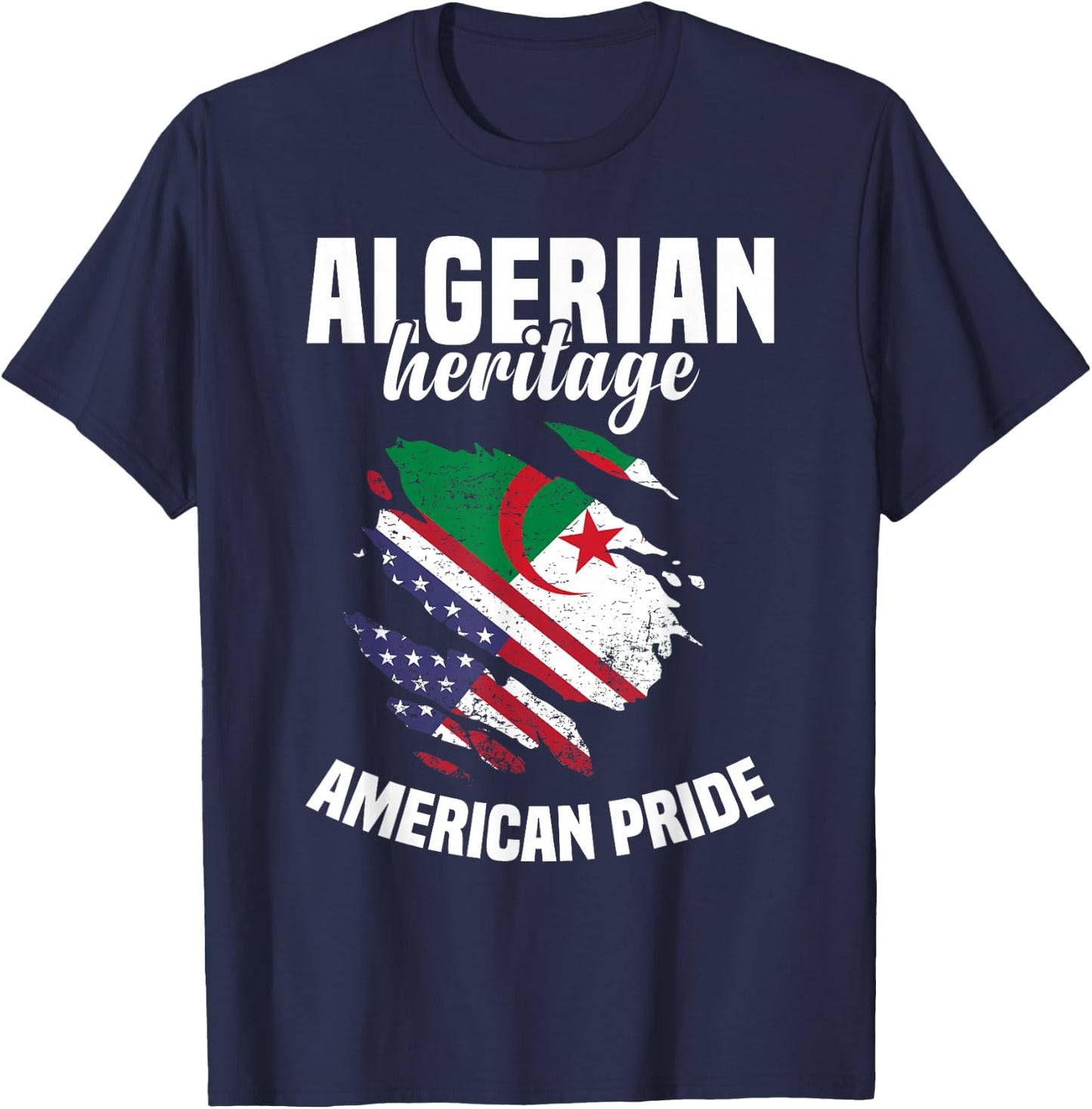 Algeria Flag Outfit American Flags US Uniform Algerian T-Shirt - T-Shirt | Navy